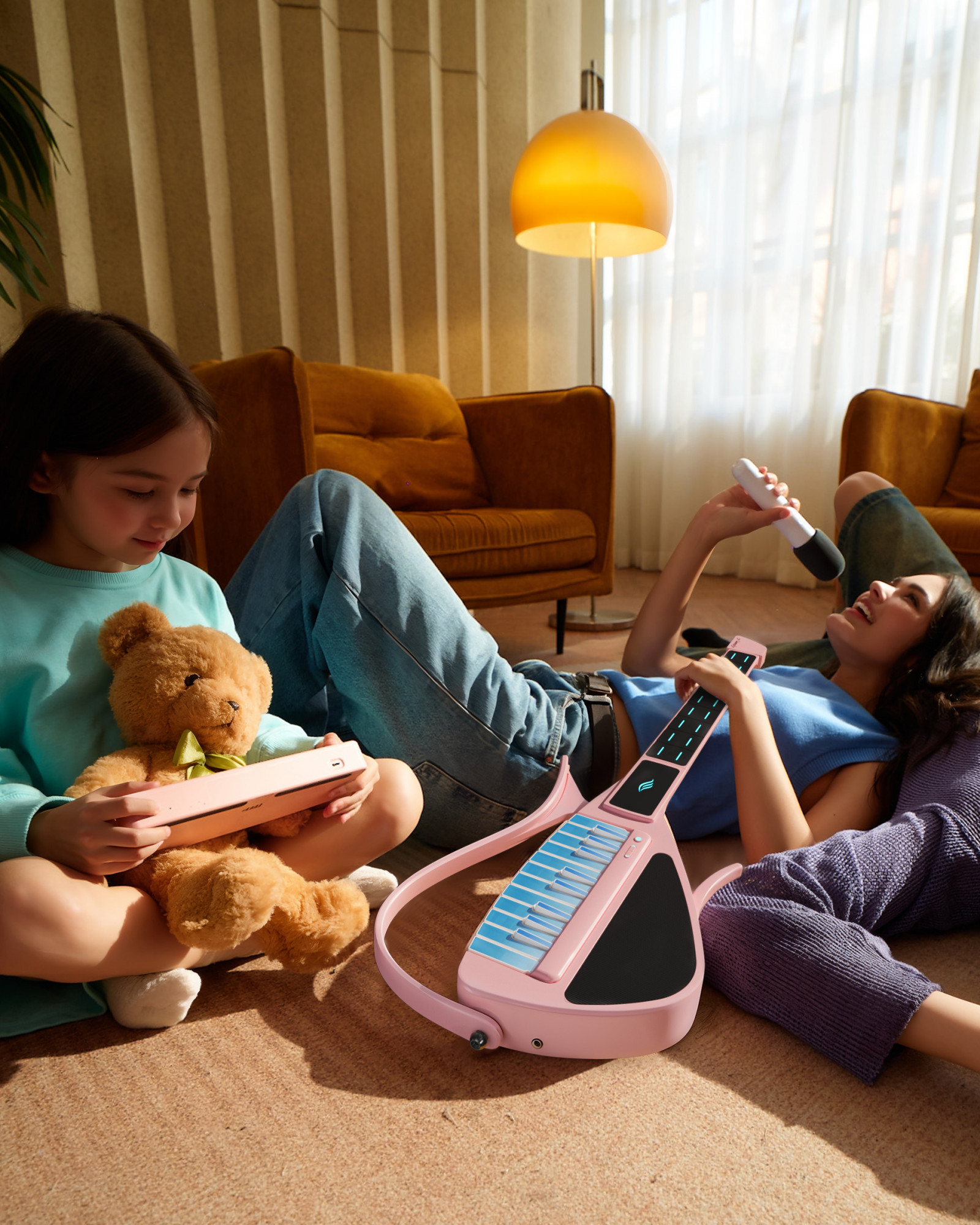 Enya CYBER-G Stringless Smart Guitar Foldable Travel Backing Guitar Built-in Drum Machine Bassline 20 instrument Sounds for One-Man Band App Interactive Chord Sheets For Adults TeensWhite