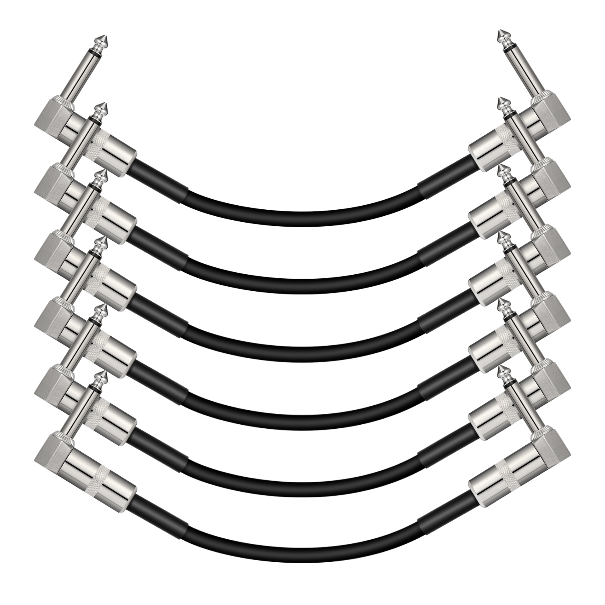 Donner Guitar Patch Cables Right Angle 6 Inch 15 cm 14 Instrument Cables for Effect Pedals 6 Pack