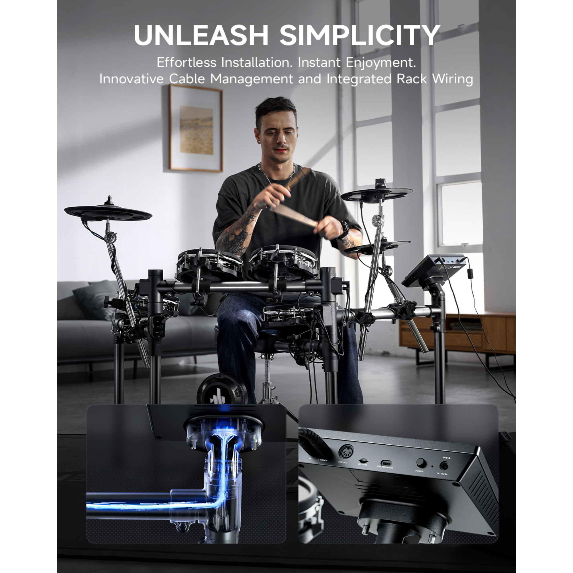 Donner BEAT 5-Drum 3-Cymbal Electronic Drumkit Set with Touch Screen for Pros