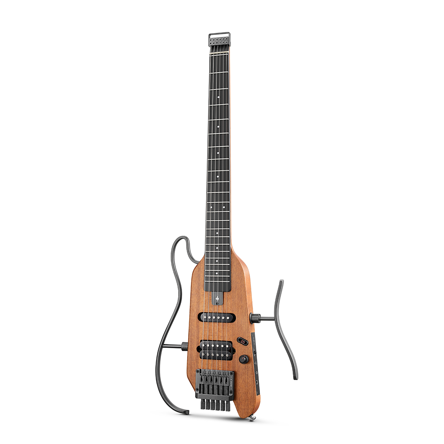 Donner HUSH-X Electric Guitar Kit - Featherlight Headless Guitar Great for Travel and Practice Mahogany Solid Body with Easy Assemble Stands Gig Bag All Accessories