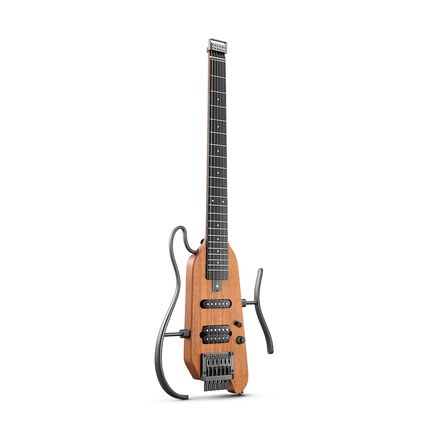 Donner HUSH-X Electric Guitar Kit - Featherlight Headless Guitar Great for Travel and Practice Mahogany Solid Body with Easy Assemble Stands Gig Bag All Accessories