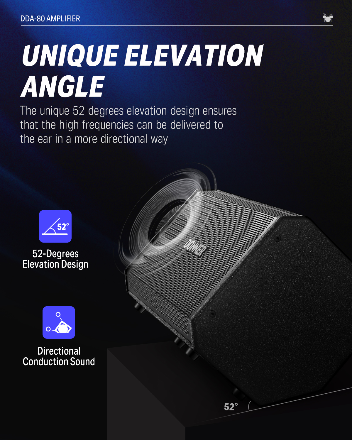 Donner Electric Drum AMP  DDA-80 80-Watt Wireless Electronic Drum Amplifier Professional