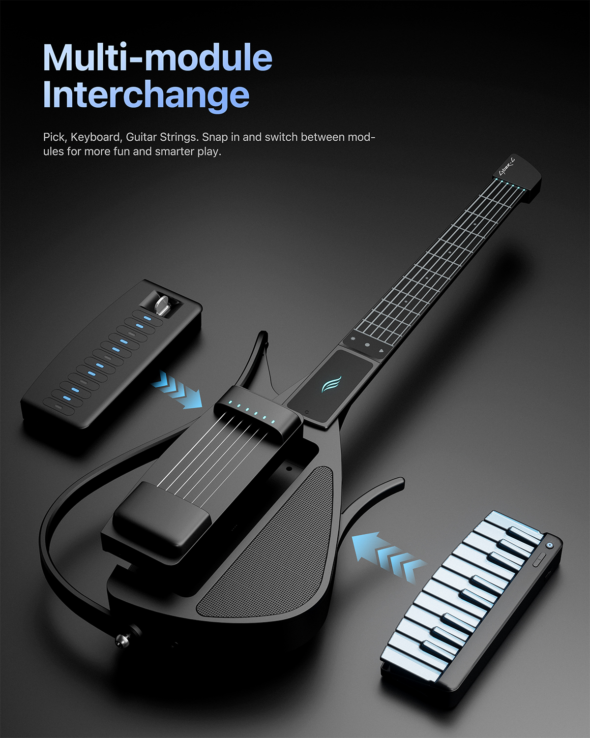 Enya CYBER-G String model Stringless Smart Guitar Foldable Travel Backing Guitar Built-in Drum Machine Bassline 20 instrument Sounds for One-Man Band App Interactive Chord Sheets For Adults Teens White