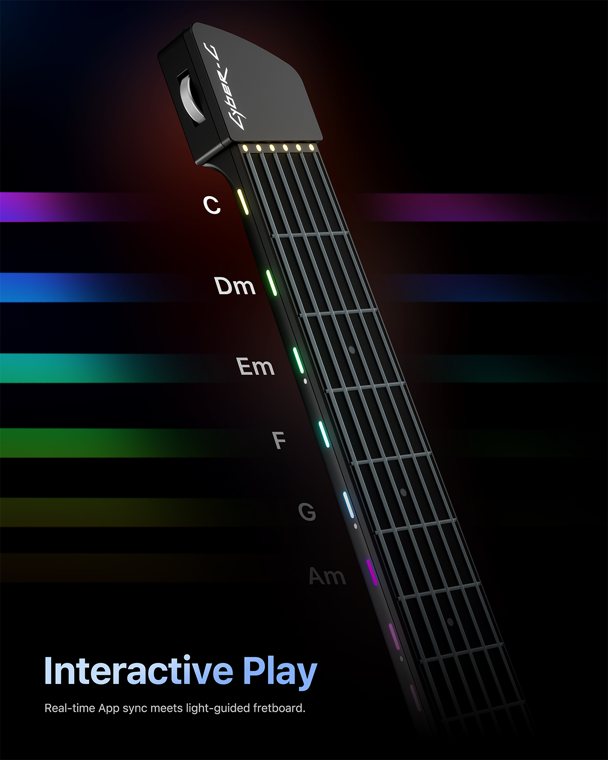 Enya CYBER-G Pick model Stringless Smart Guitar Foldable Travel Backing Guitar Built-in Drum Machine Bassline 20 instrument Sounds for One-Man Band App Interactive Chord Sheets For Adults Teens Black