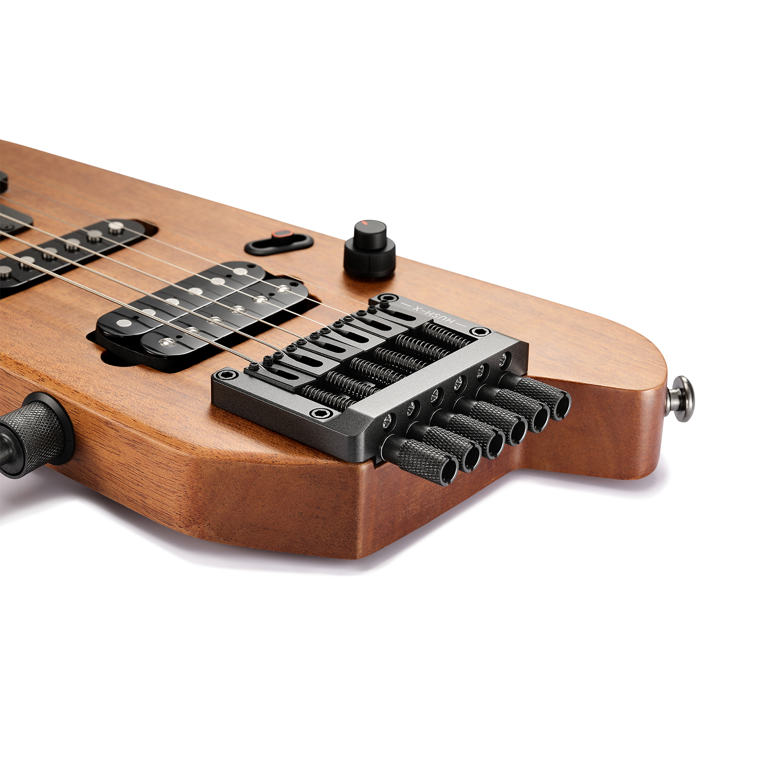 Donner HUSH-X Electric Guitar Kit - Featherlight Headless Guitar Great for Travel and Practice Mahogany Solid Body with Easy Assemble Stands Gig Bag All Accessories