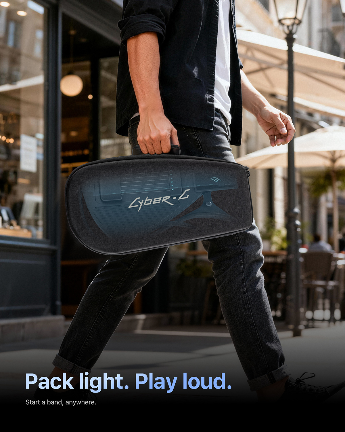Enya CYBER-G String model Stringless Smart Guitar Foldable Travel Backing Guitar Built-in Drum Machine Bassline 20 instrument Sounds for One-Man Band App Interactive Chord Sheets For Adults Teens Black