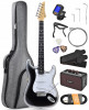 Leo Jaymz white black fade Beginner Electric Guitar Complete Kit with Portable Amp, Padded Gig Bag &amp; Full Accessories, Maple Neck SSS Pickups
