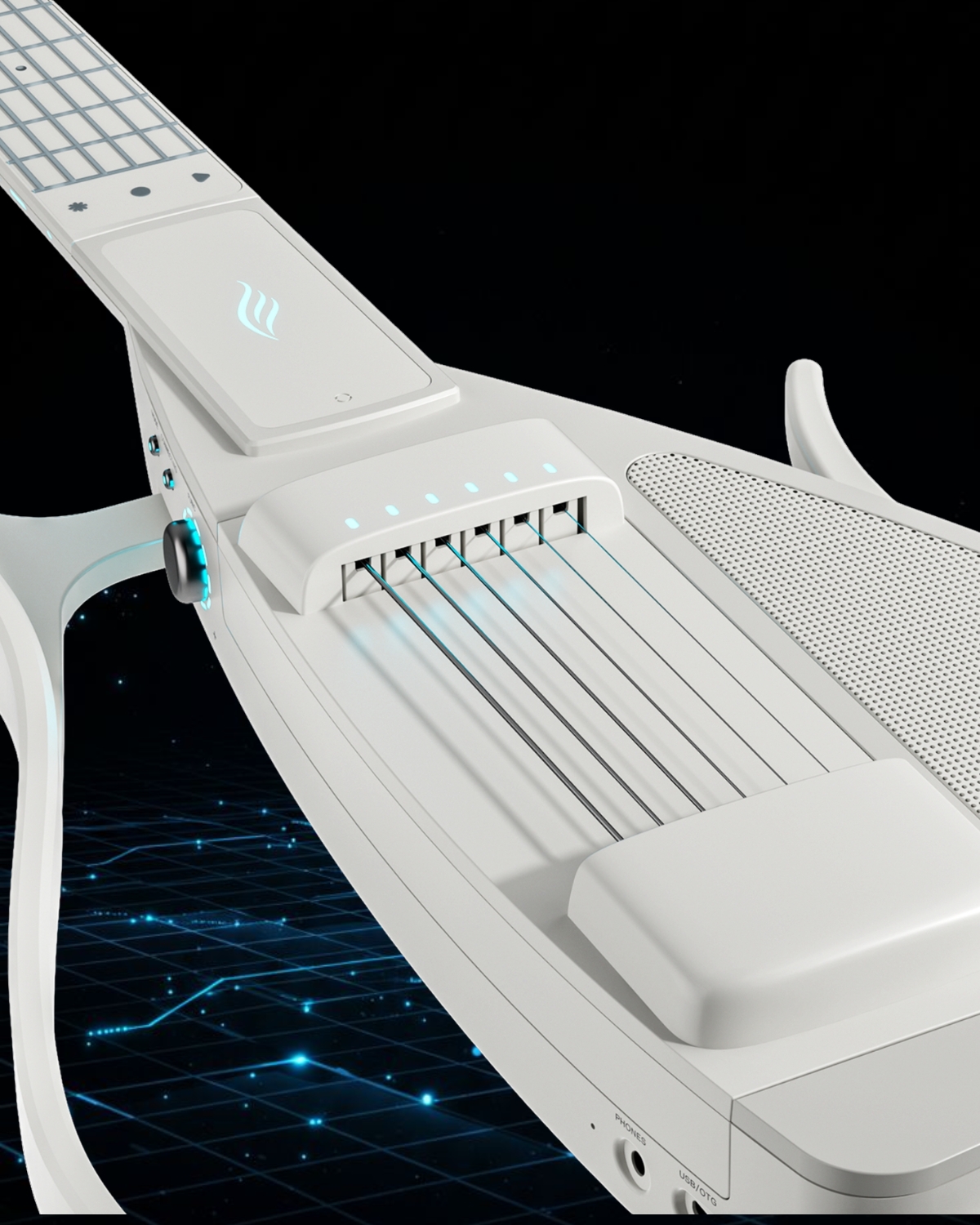 Enya CYBER-G Pick model Stringless Smart Guitar Foldable Travel Backing Guitar Built-in Drum Machine Bassline 20 instrument Sounds for One-Man Band App Interactive Chord Sheets For Adults Teens White