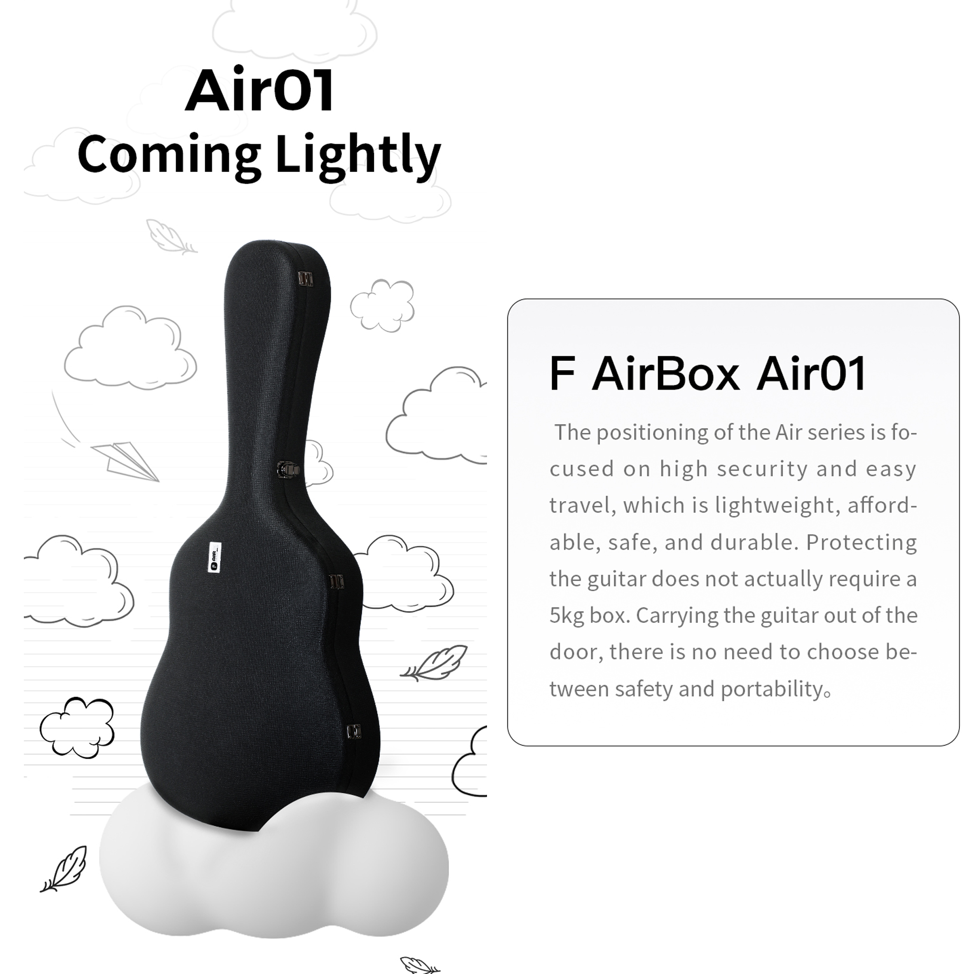 Double AIR bag Hardcase for 40inch and 41inch guitars - weather resistant lightweight Air01