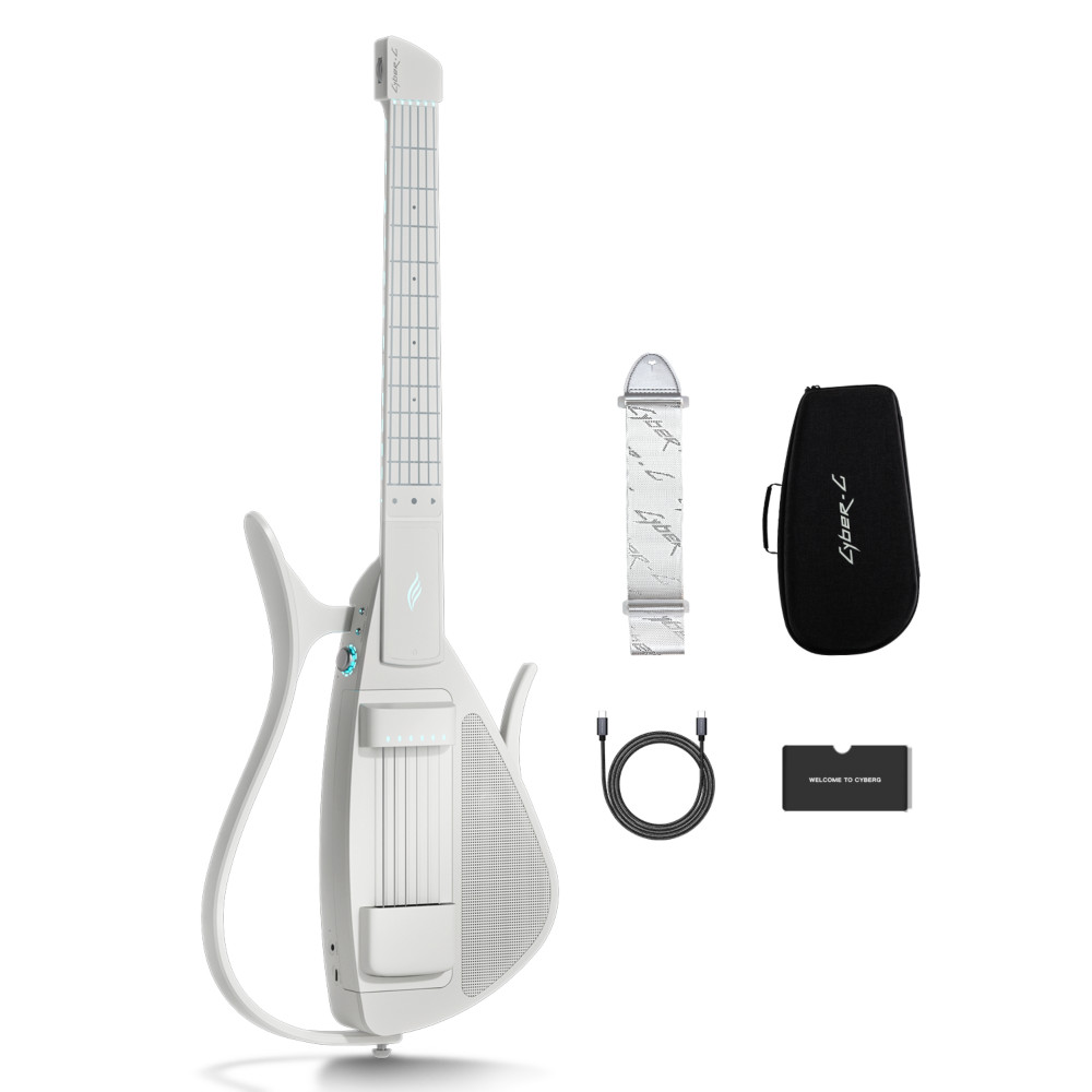 Image of Enya CYBER-G Pick model Stringless Smart Guitar, Foldable Travel Backing Guitar, Built-in Drum Machine &amp; Bassline, 20 instrument Sounds for One-Man Band, App Interactive Chord Sheets For Adults &amp; Teens White