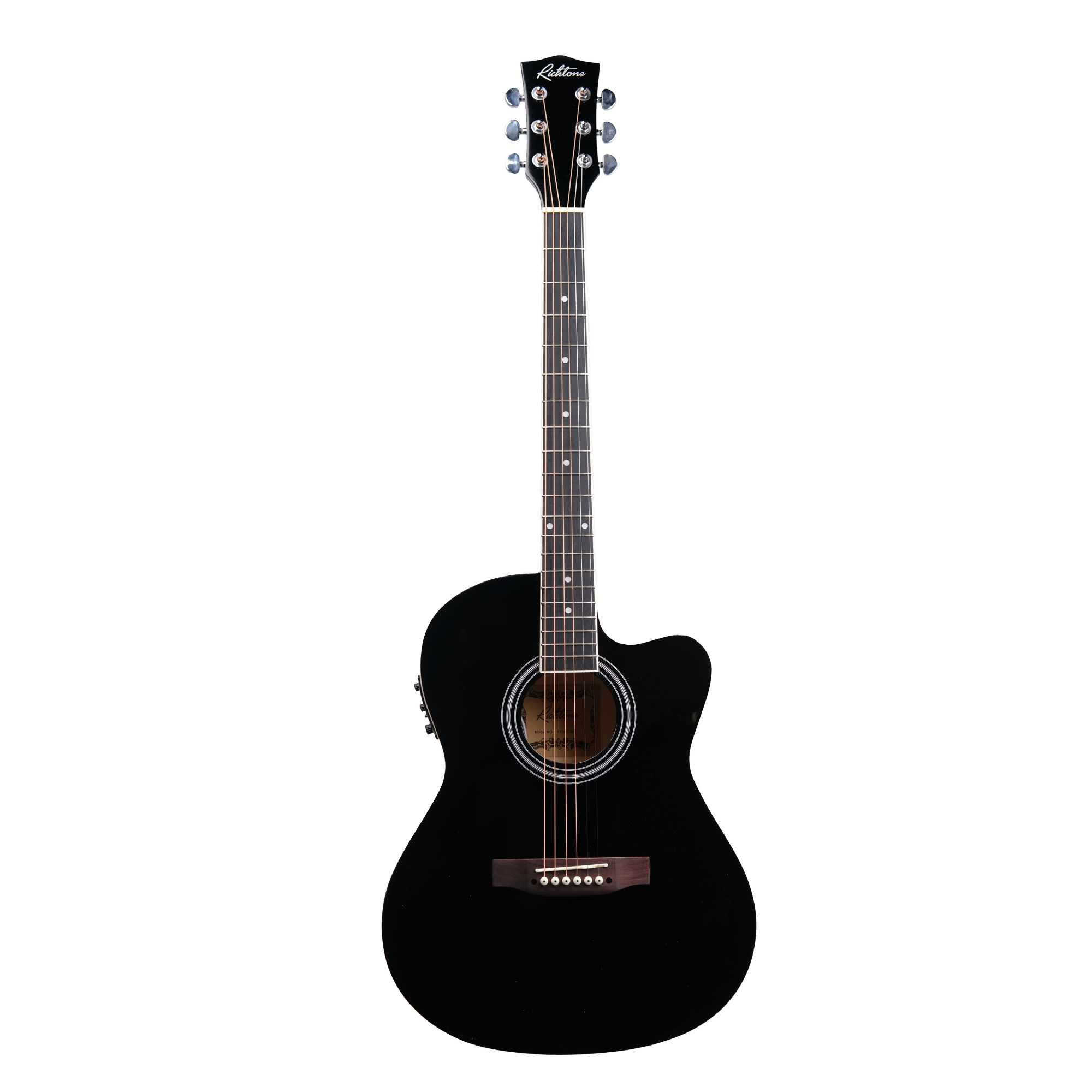 Richtone 39inch RT39CEQ 3 BAND EQ black glossy cutaway guitar