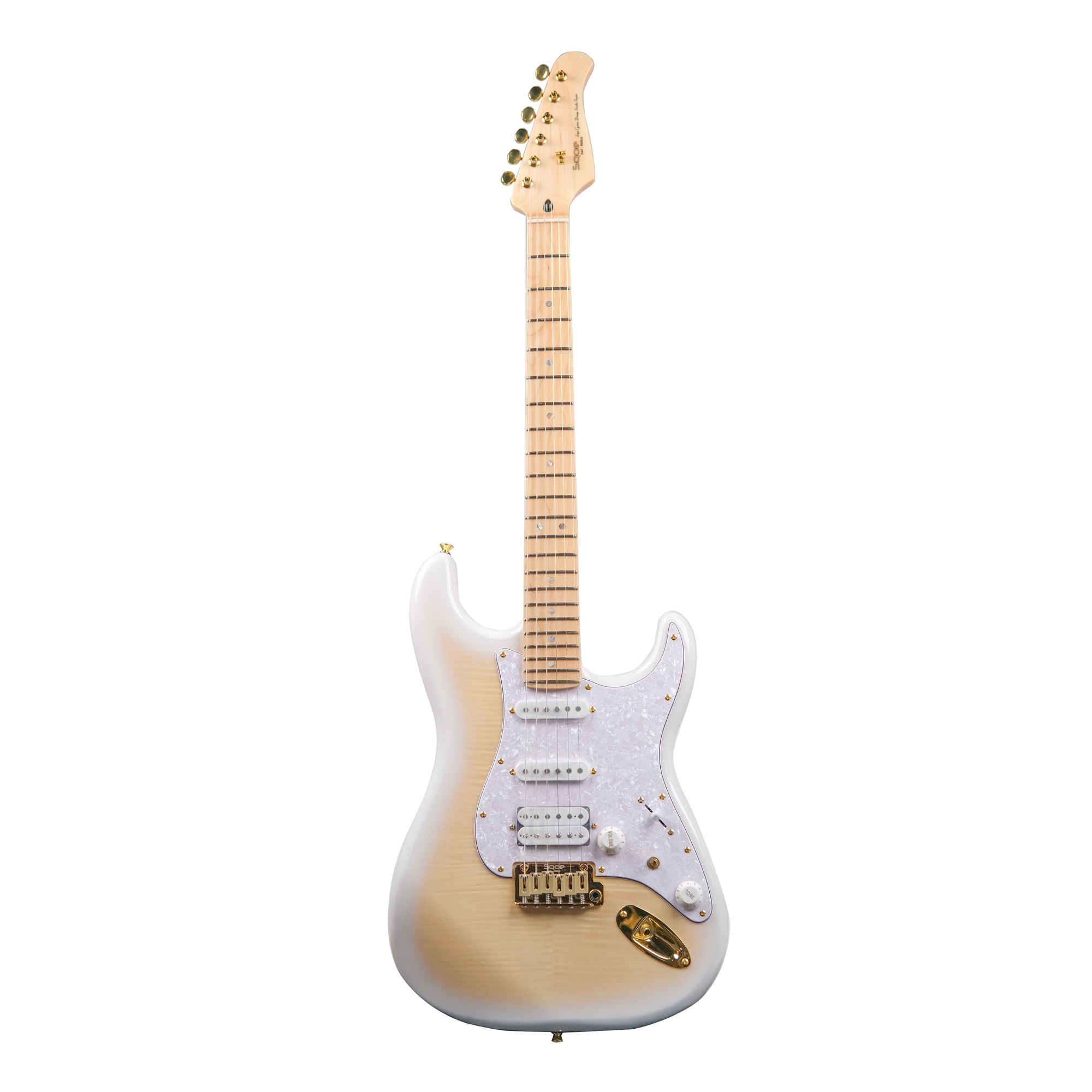 SQOE SEST900 alnico 5 HSS Flame maple top - Solar flare