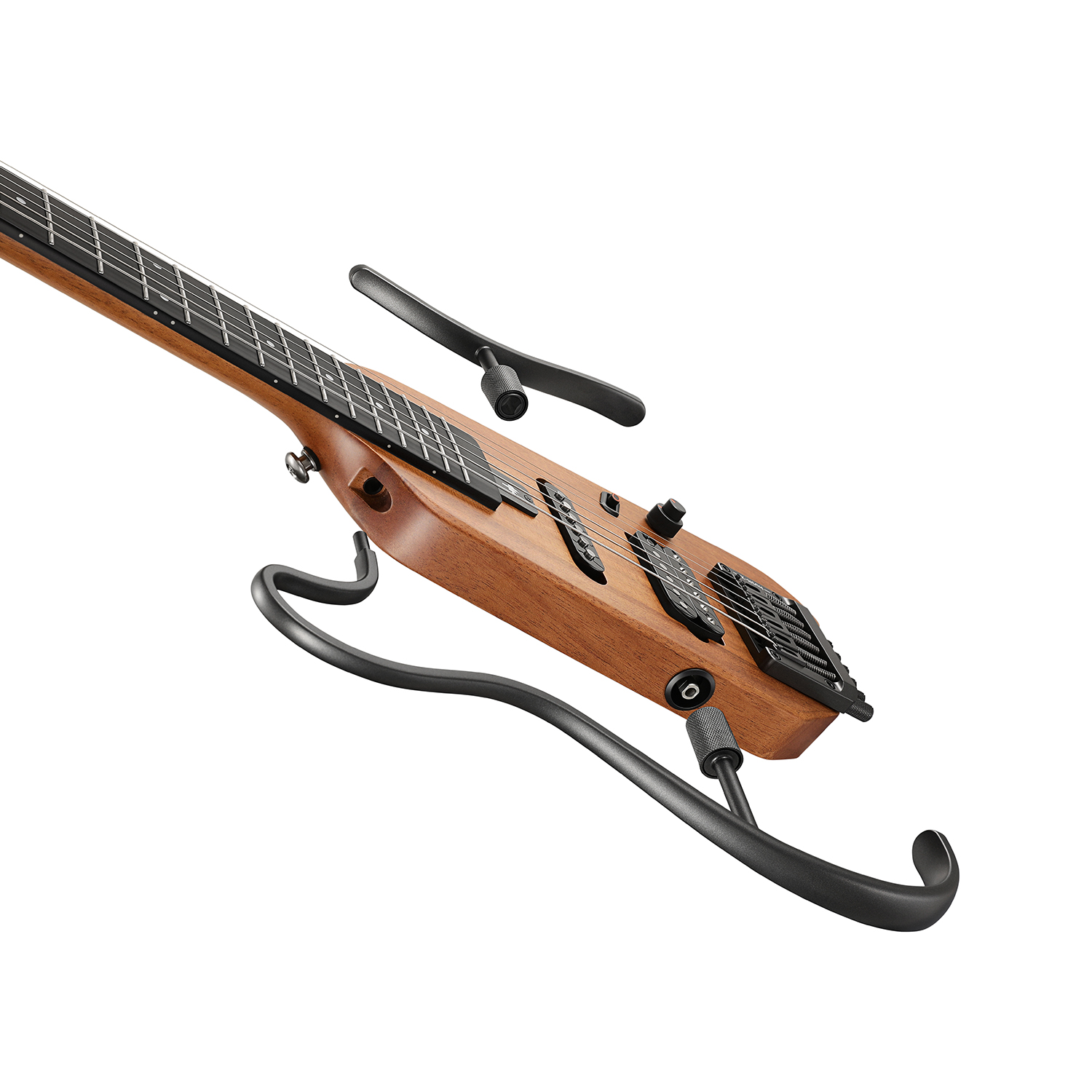 Donner HUSH-X Electric Guitar Kit - Featherlight Headless Guitar Great for Travel and Practice Mahogany Solid Body with Easy Assemble Stands Gig Bag All Accessories
