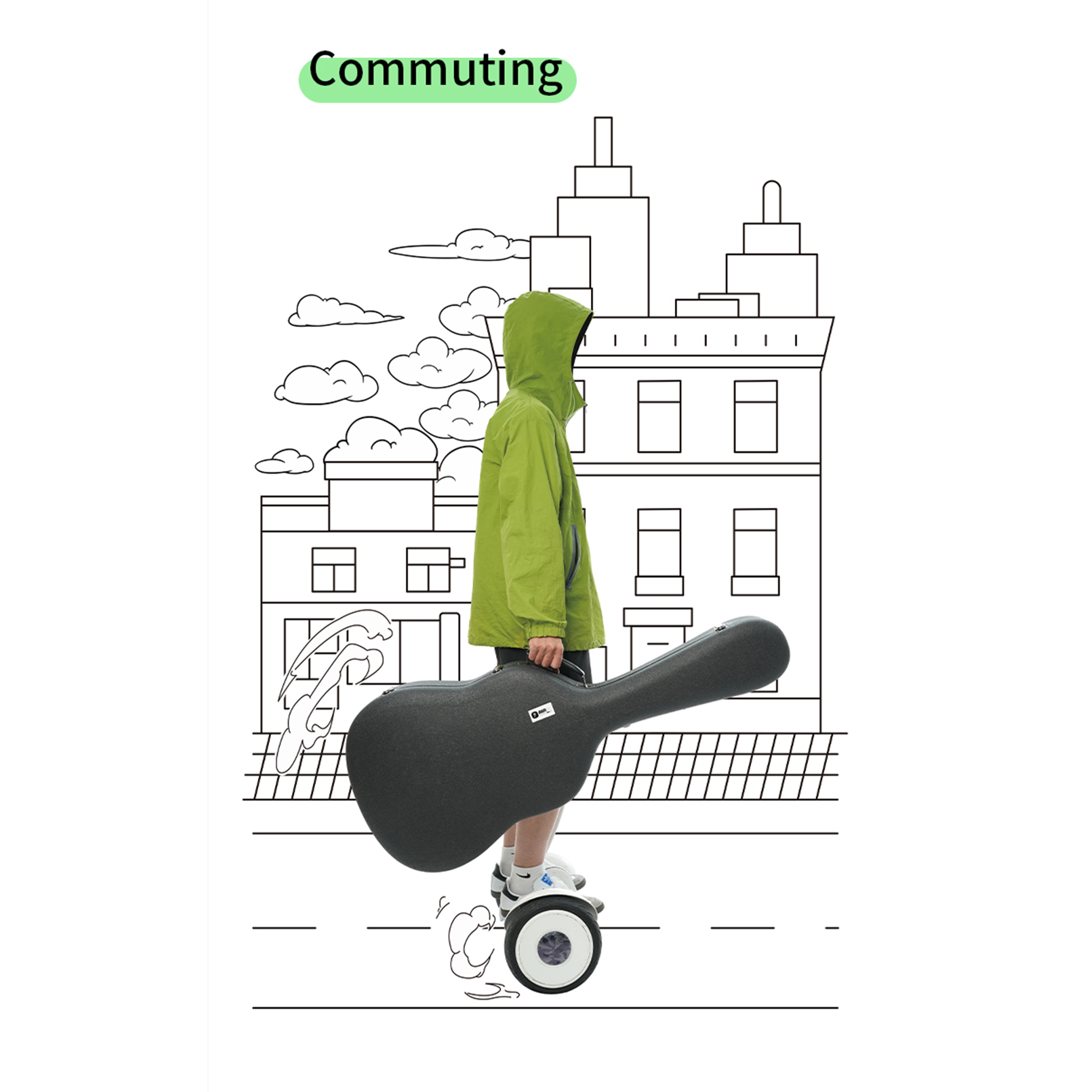 Double AIR bag Hardcase for 40inch and 41inch guitars - weather resistant lightweight Air01