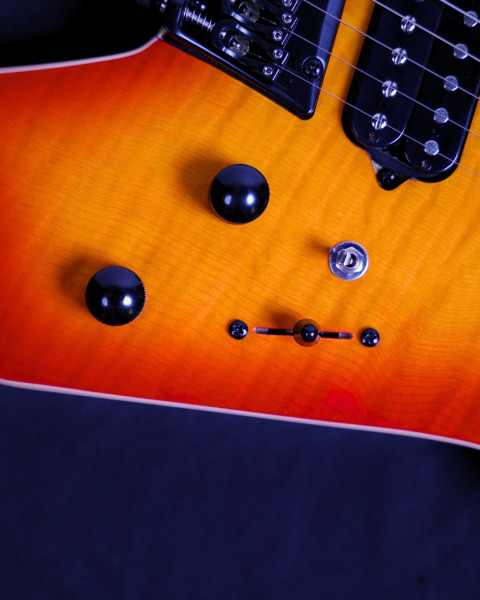 H-H Pickups, 3-Way Switch, Coil-Split Mini Switch - SQOE SEWT998 Honey-Orange Sunset