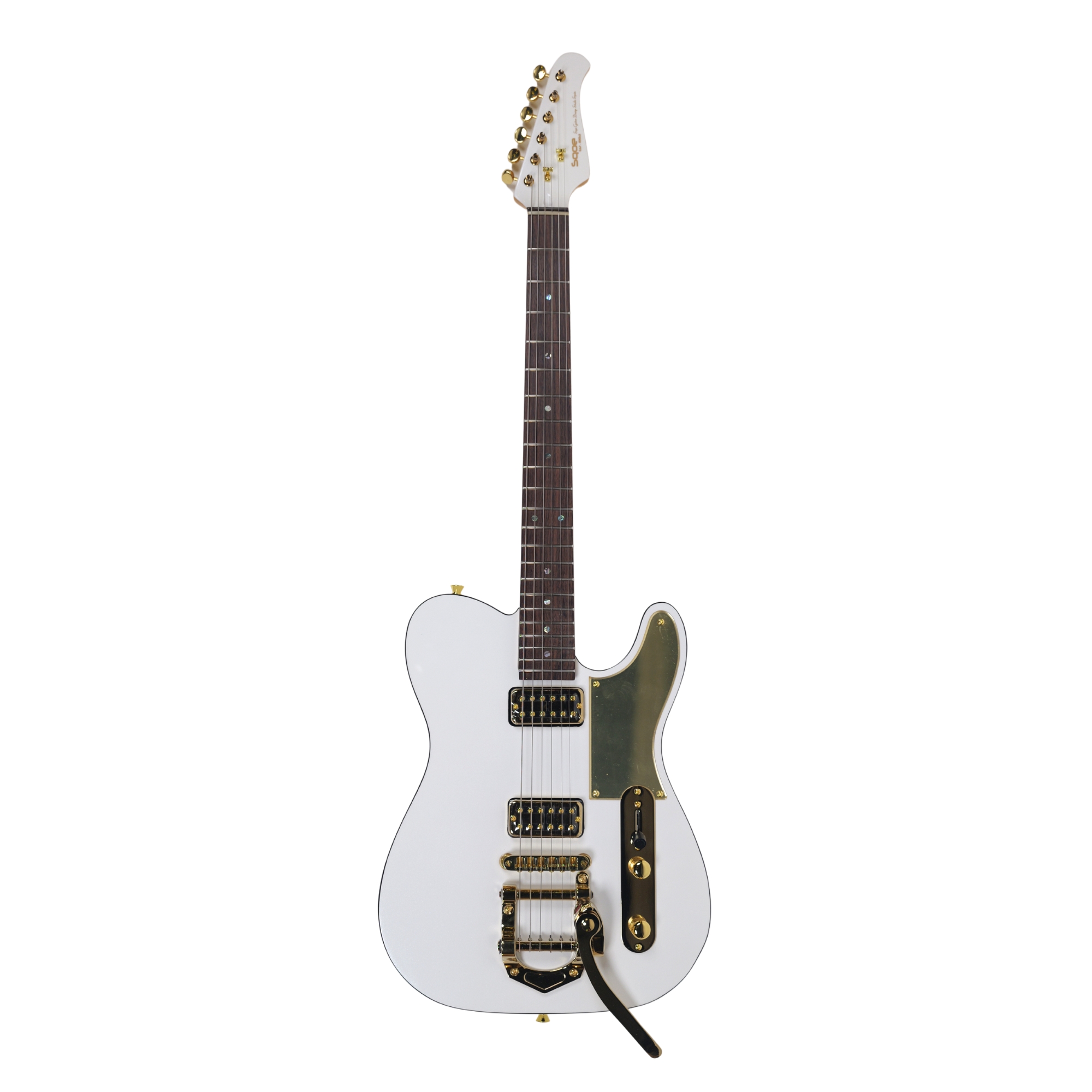 SQOE SETL1000FR Pearl white Premium Custom Telecaster with Bigsby Tremolo ABS Case