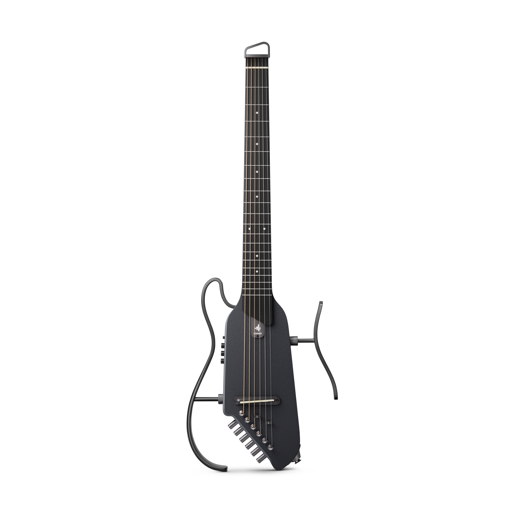 Donner TravelSilent Guitar - Black  HUSH-I Headless Guitar Removable Frames Ultra Light Acoustic Electric Guitar with Gig Bag and Accessories