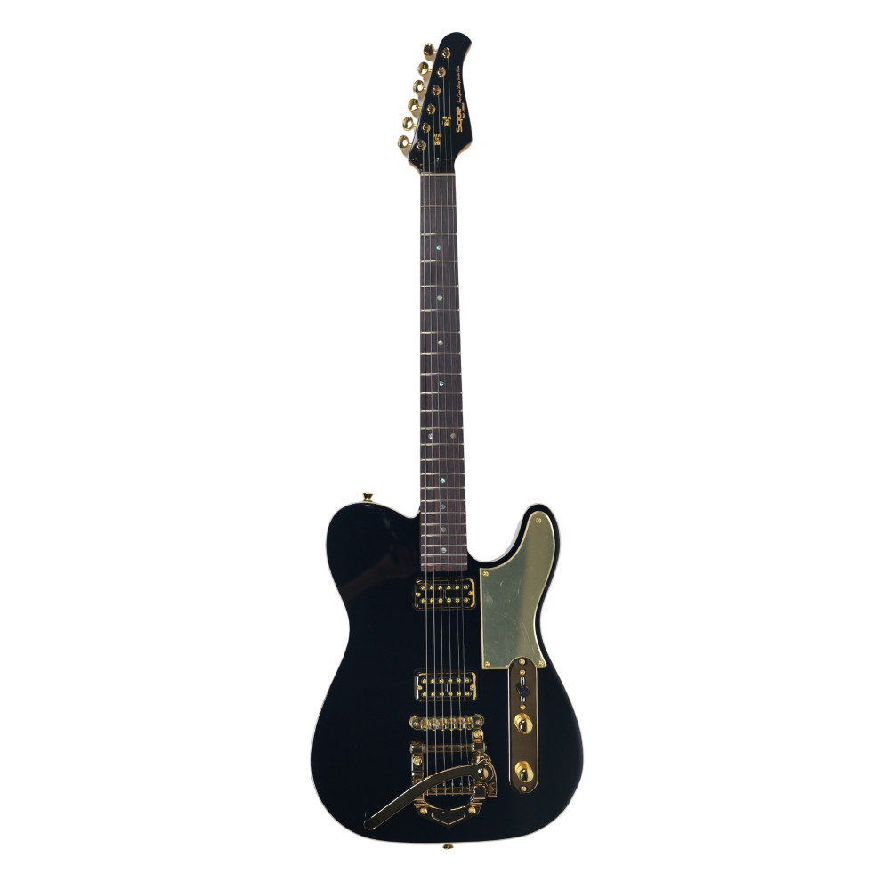 Image of SQOE SETL1000FR  Phantom black Premium Custom Telecaster with Bigsby Tremolo &amp; ABS Case