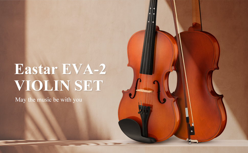 Eastar Violin EVA2 44 Full Size for Adults Violin Set for Beginners with Hard Case Rosin Shoulder Rest Bow and Extra Strings Imprinted Finger Guide on Fingerboard