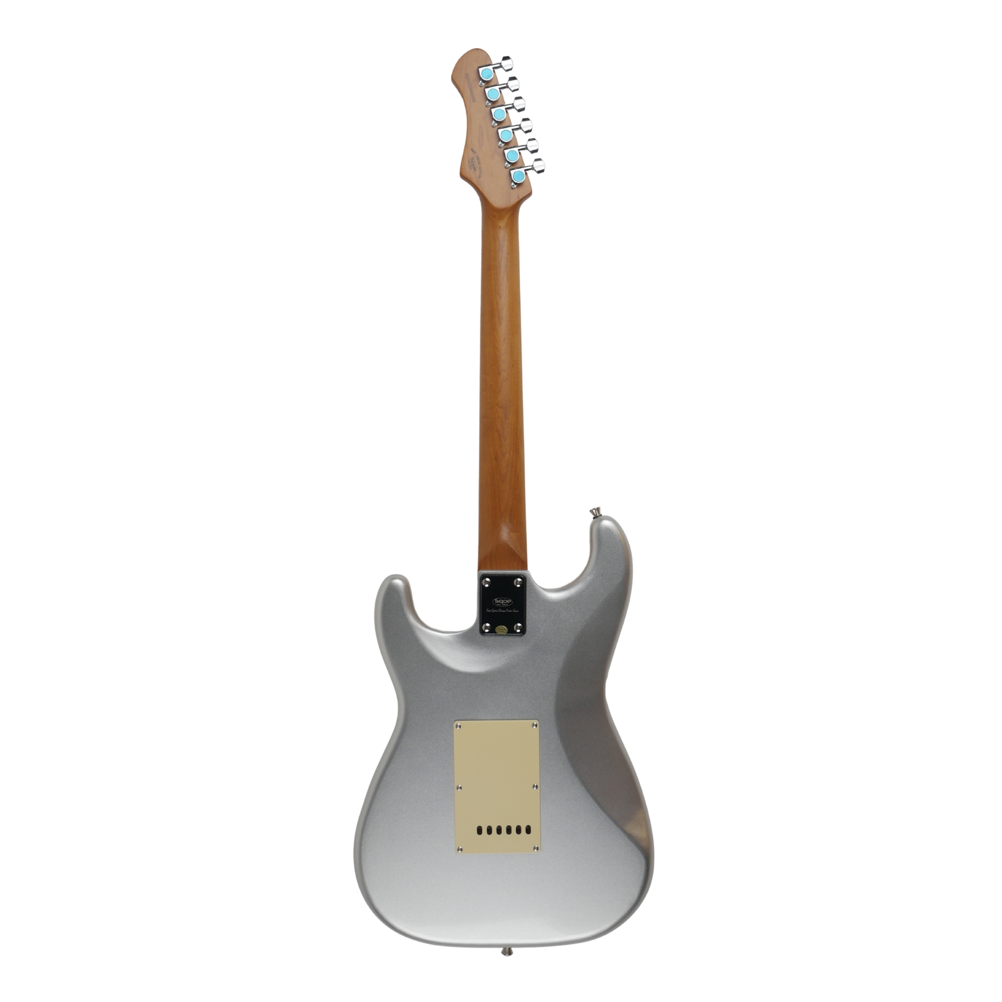 SQOE SEST600 Silver Surfer roasted maple fingerboard and neck detail