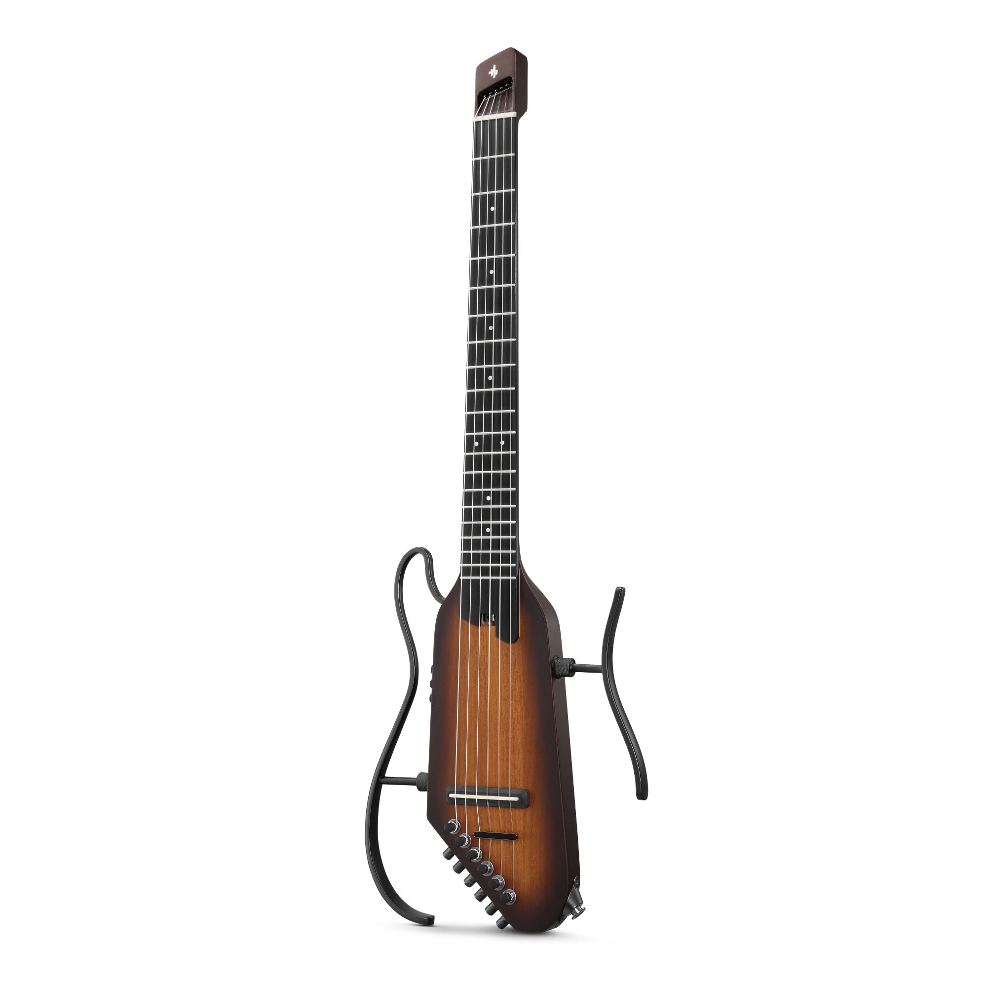 Donner HUSH C Acoustic-Electric Nylon String Classical Guitar Ultra-Lightweight Travel Guitar with Built-In Tuner HPS-II Preamp Headphone Jack  Quick-Release handle  Sunburst