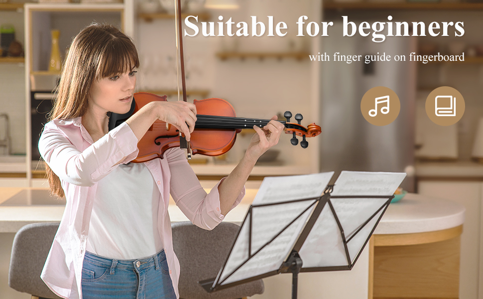Eastar Violin EVA2 44 Full Size for Adults Violin Set for Beginners with Hard Case Rosin Shoulder Rest Bow and Extra Strings Imprinted Finger Guide on Fingerboard