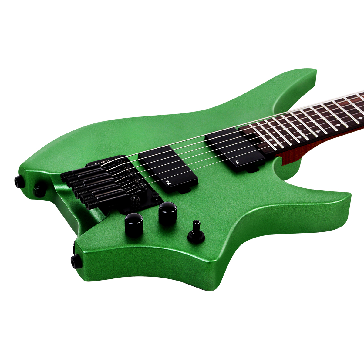 HEX N500S Headless Guitar Metallic Emerald Green Active Pickups Stainless Frets
