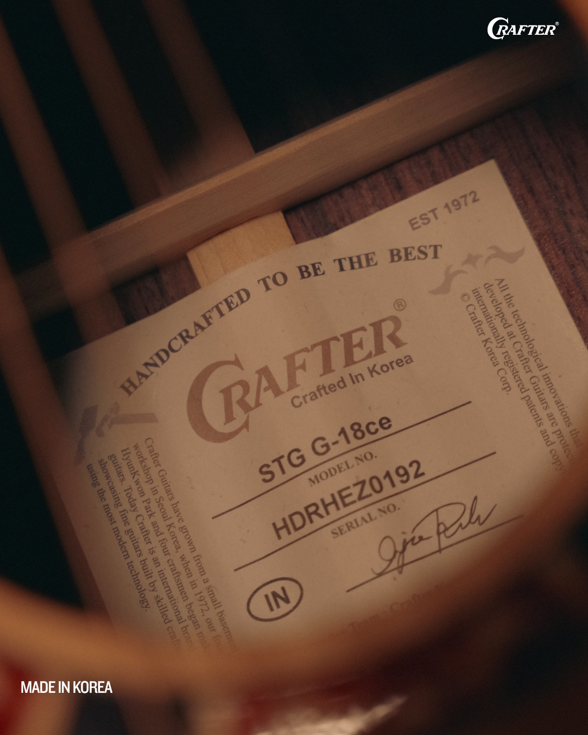 Crafter STG G18CE Acoustic Electric Guitar  Cedar Top Warm Tone Stage Guitar