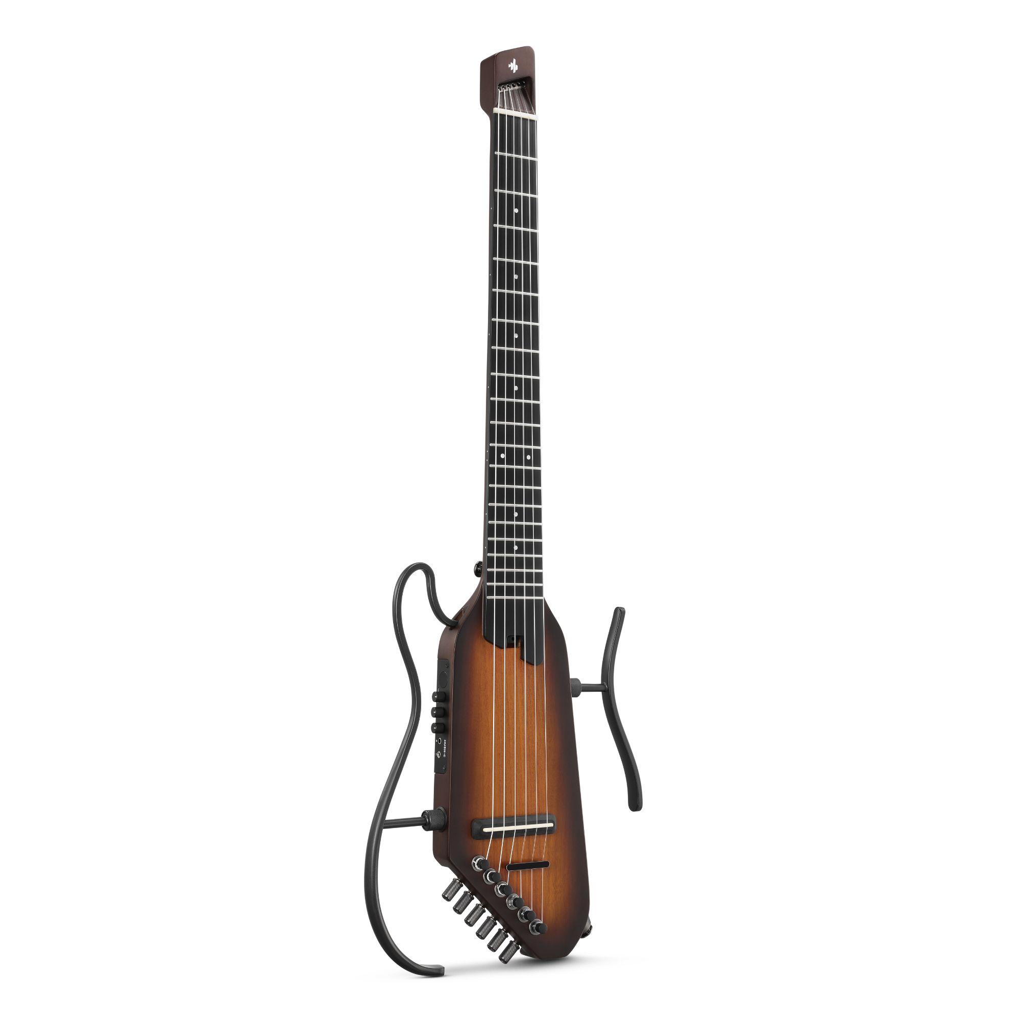 Donner HUSH C Acoustic-Electric Nylon String Classical Guitar Ultra-Lightweight Travel Guitar with Built-In Tuner HPS-II Preamp Headphone Jack  Quick-Release handle  Sunburst