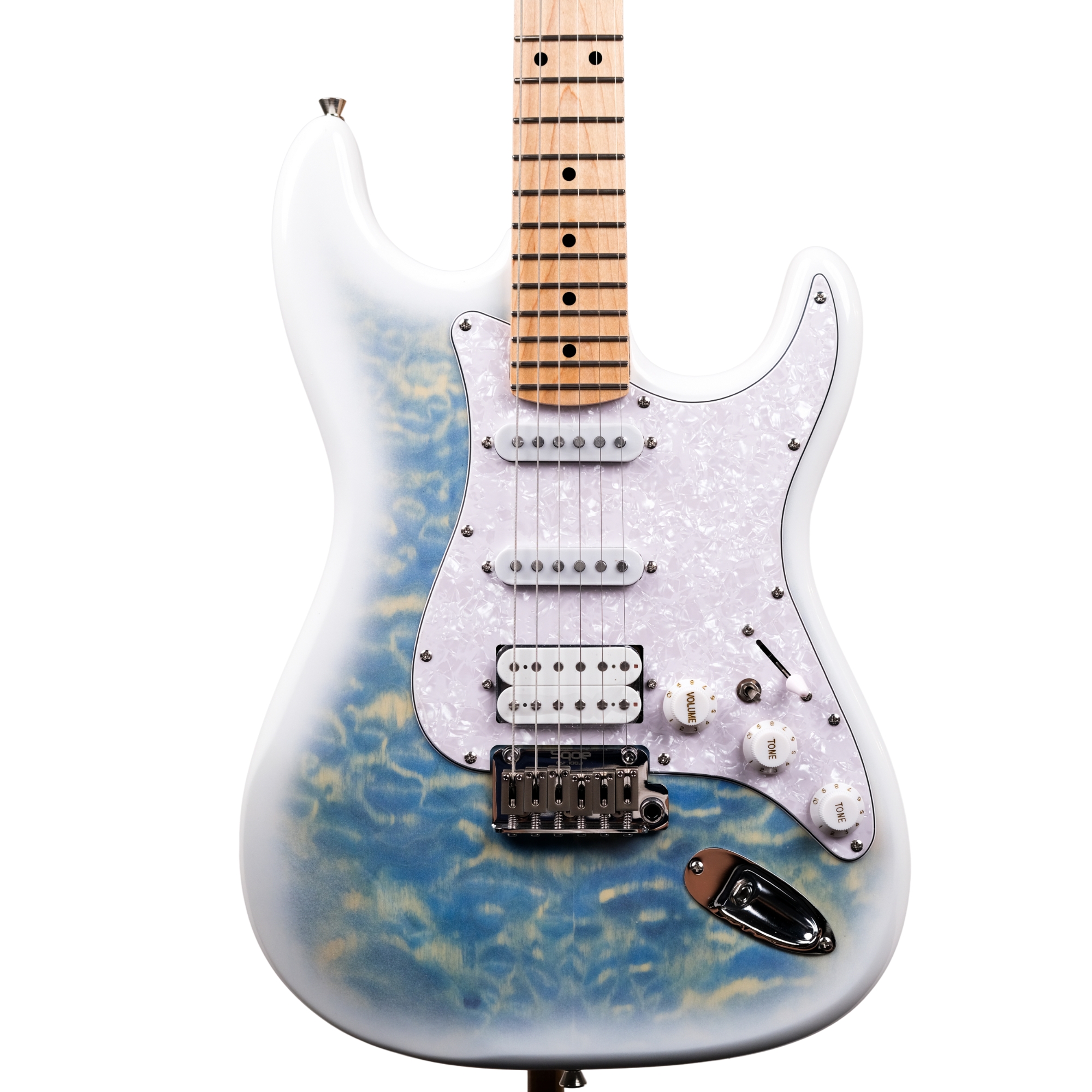 SQOE SEST699 alnico 5 HSS Quilted maple top - Frost blue quilt