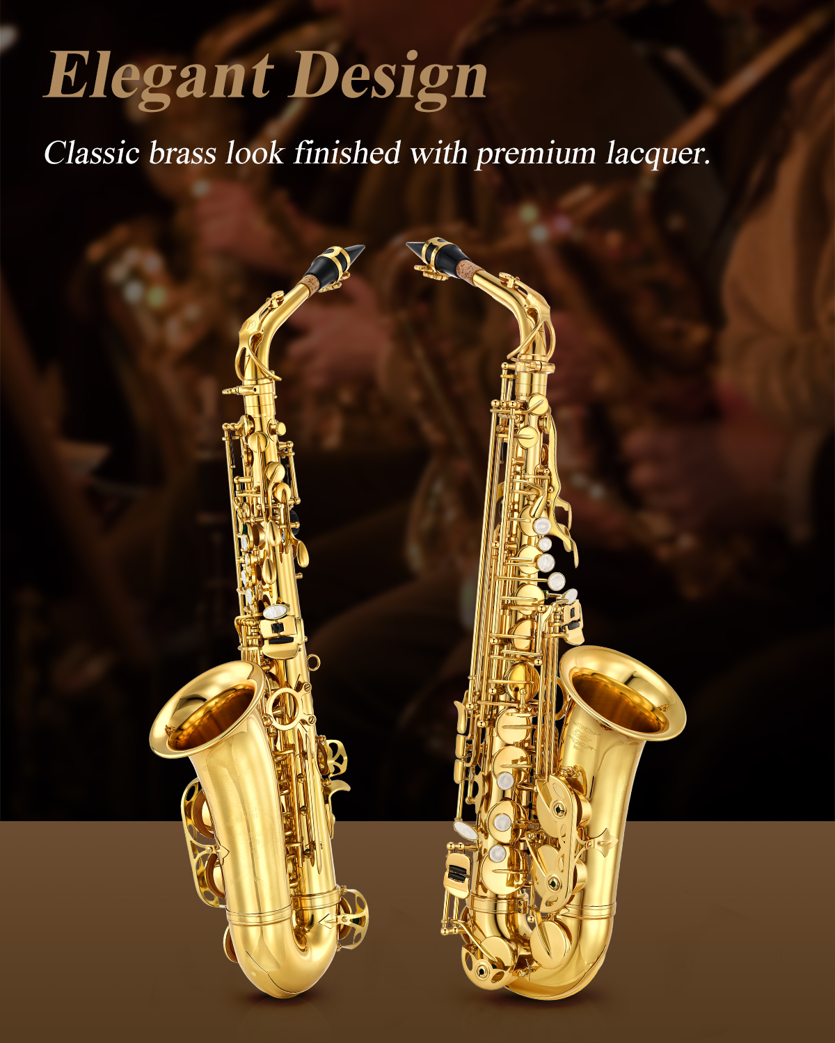 Eastar AS-II E Flat Student Alto Saxophone E Flat Gold Lacquer Saxophone Full Kit With Carrying Sax Case Mouthpiece Straps Reeds Stand Cork Grease