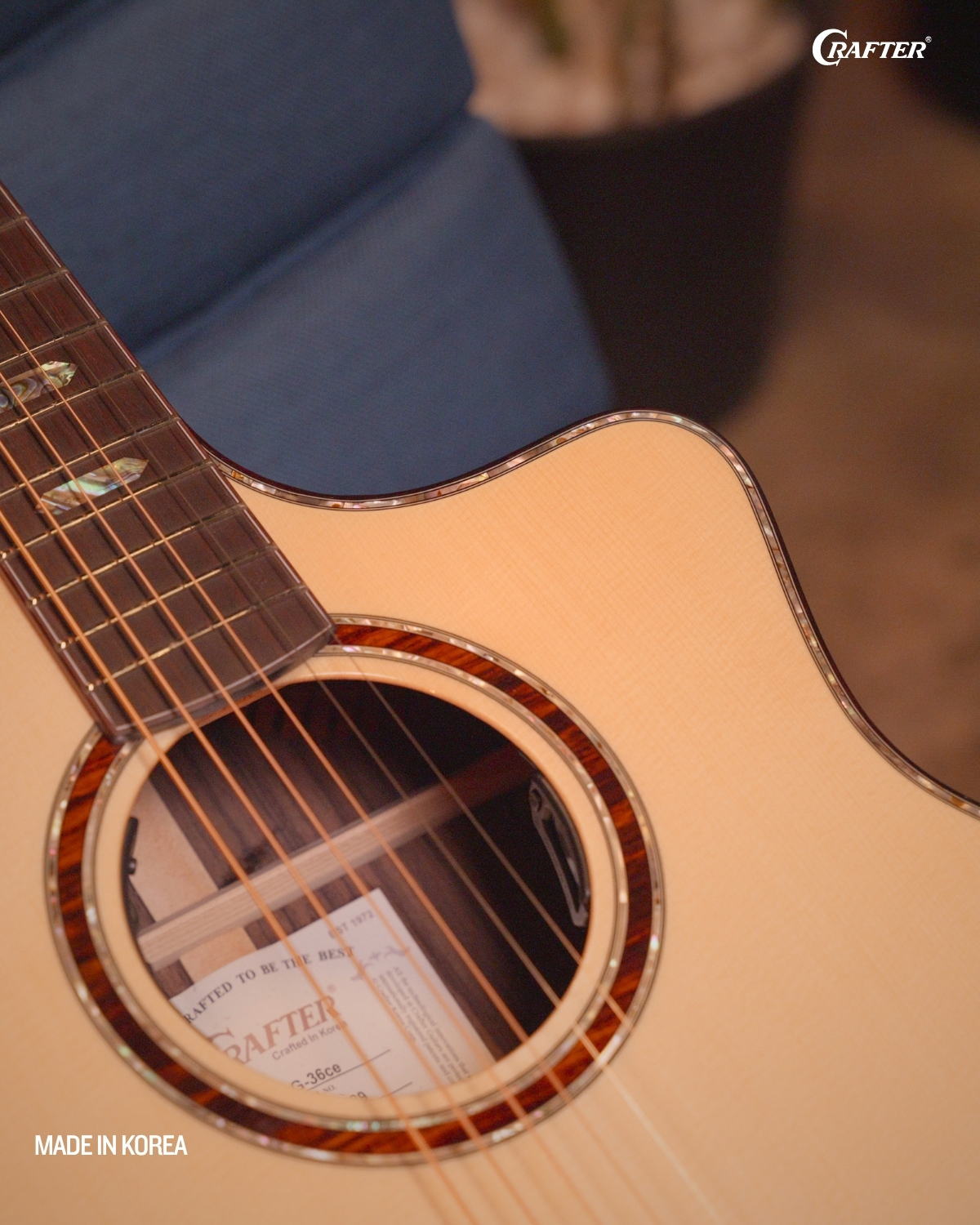Crafter SRP G36CE Acoustic Electric Guitar Solid Top Back Premium Guitar