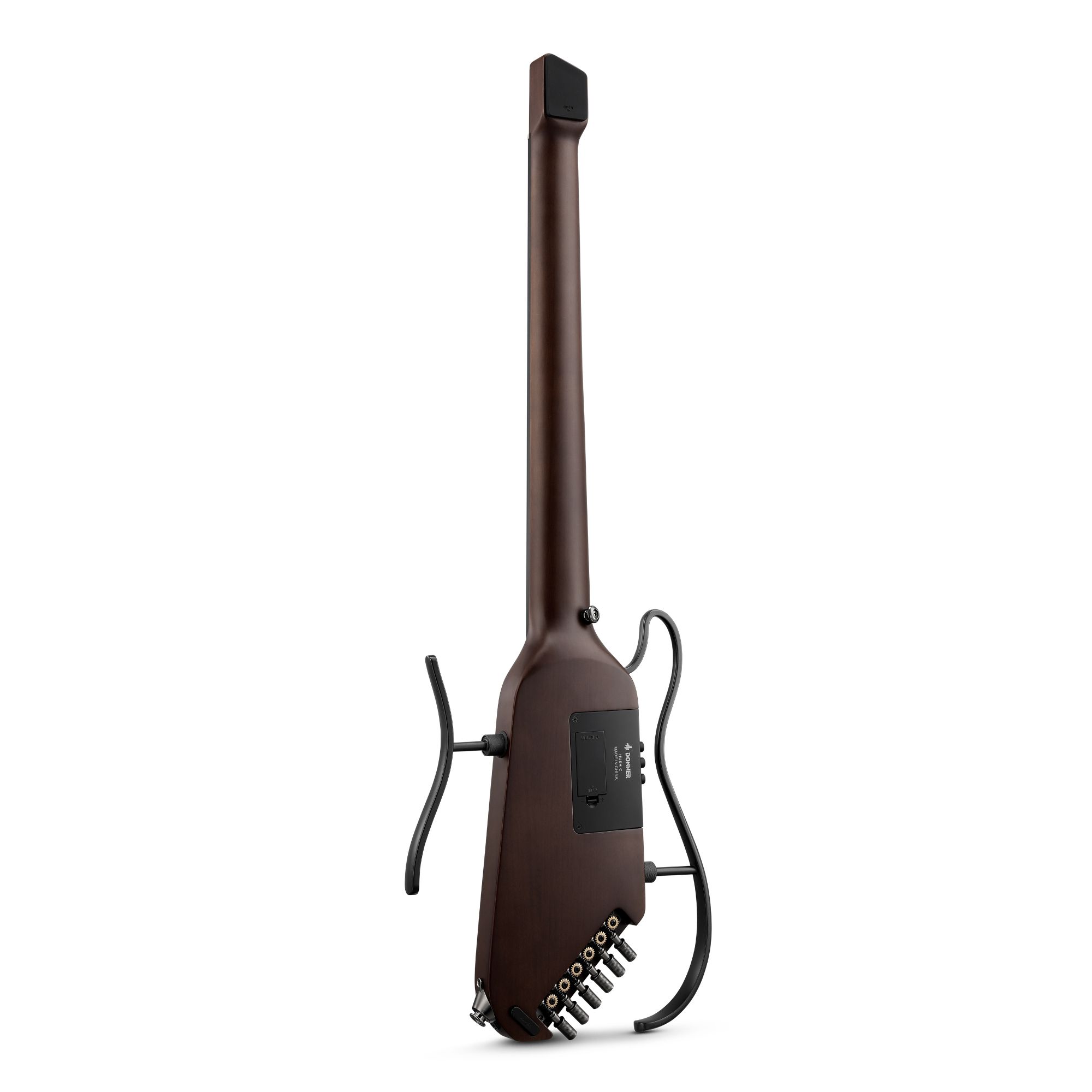 Donner HUSH C Acoustic-Electric Nylon String Classical Guitar Ultra-Lightweight Travel Guitar with Built-In Tuner HPS-II Preamp Headphone Jack  Quick-Release handle  Sunburst