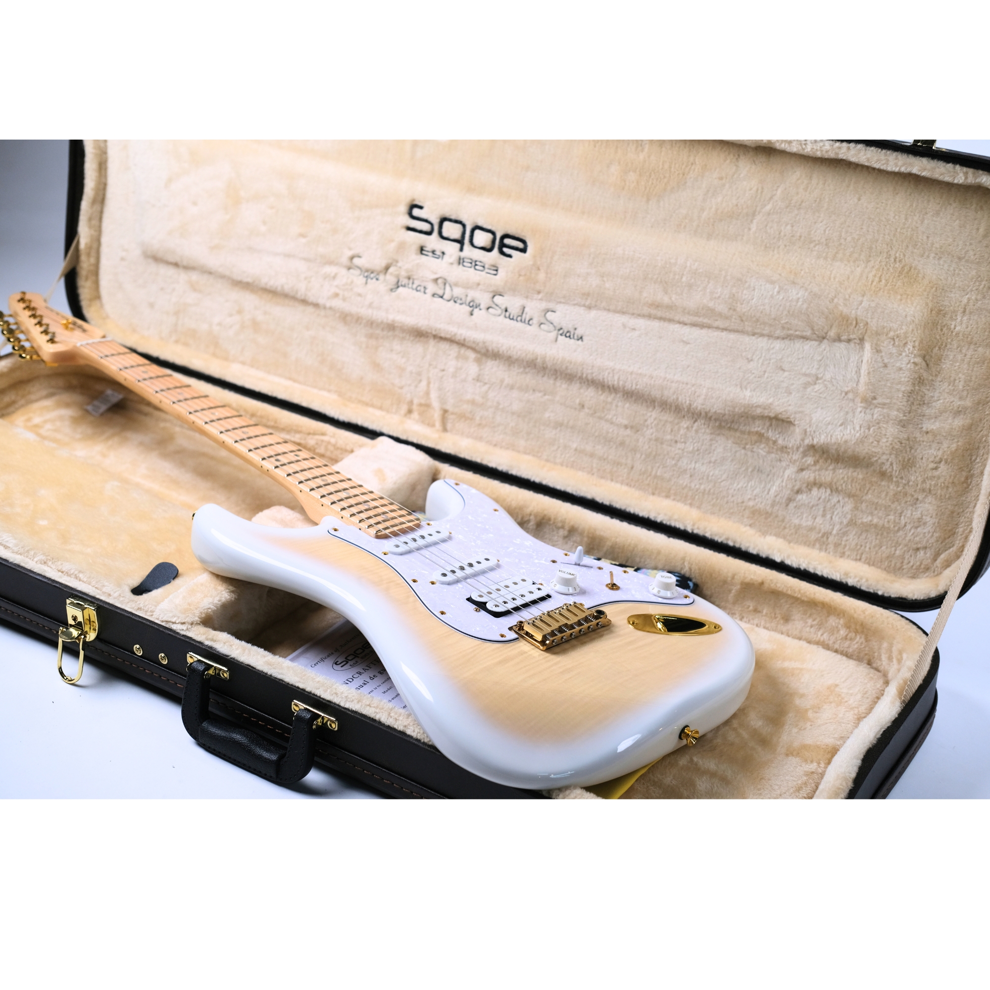 SQOE SEST900 alnico 5 HSS Flame maple top - Solar flare