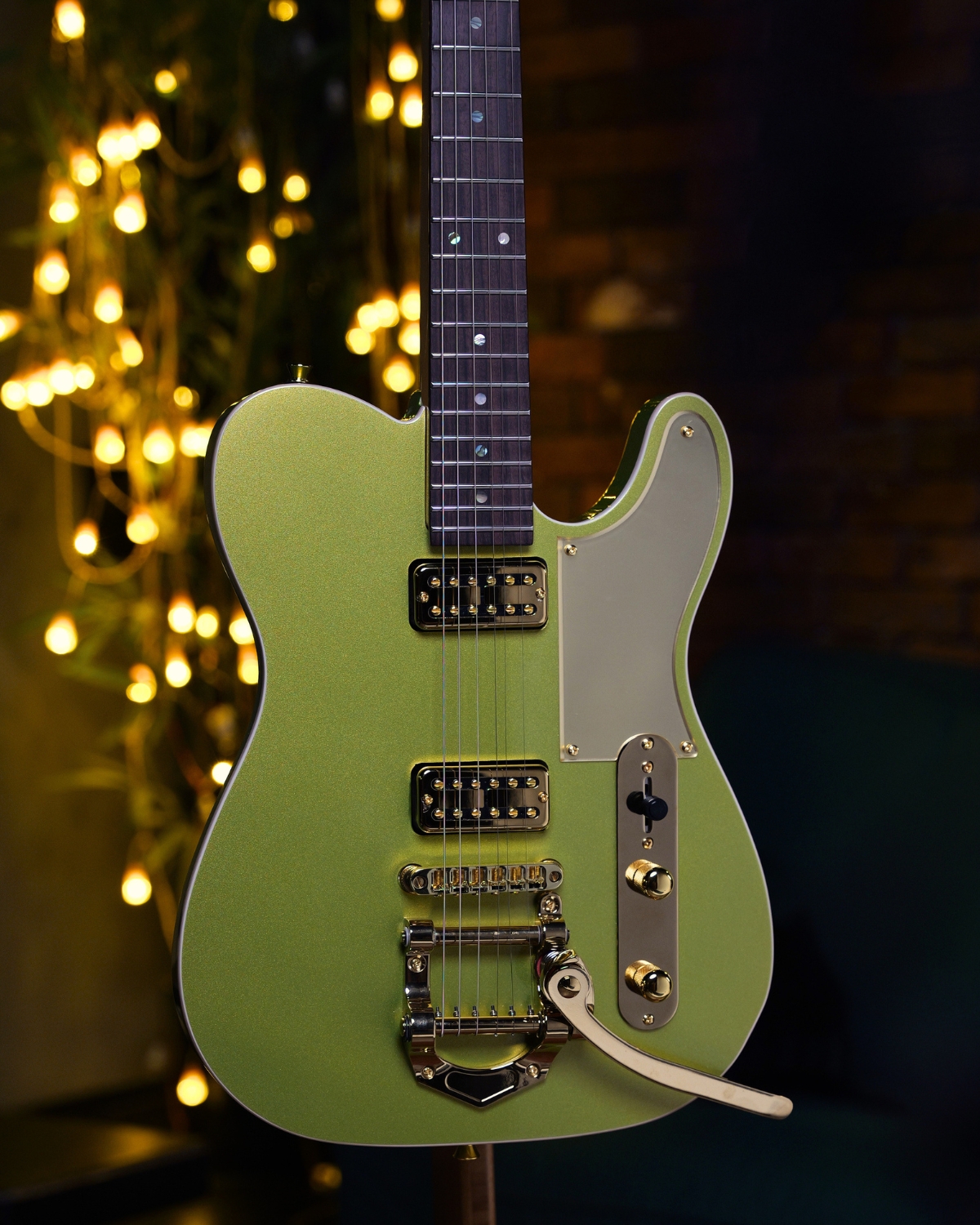SQOE SETL1000FR  Lime green Premium Custom Telecaster with Bigsby Tremolo  ABS Case