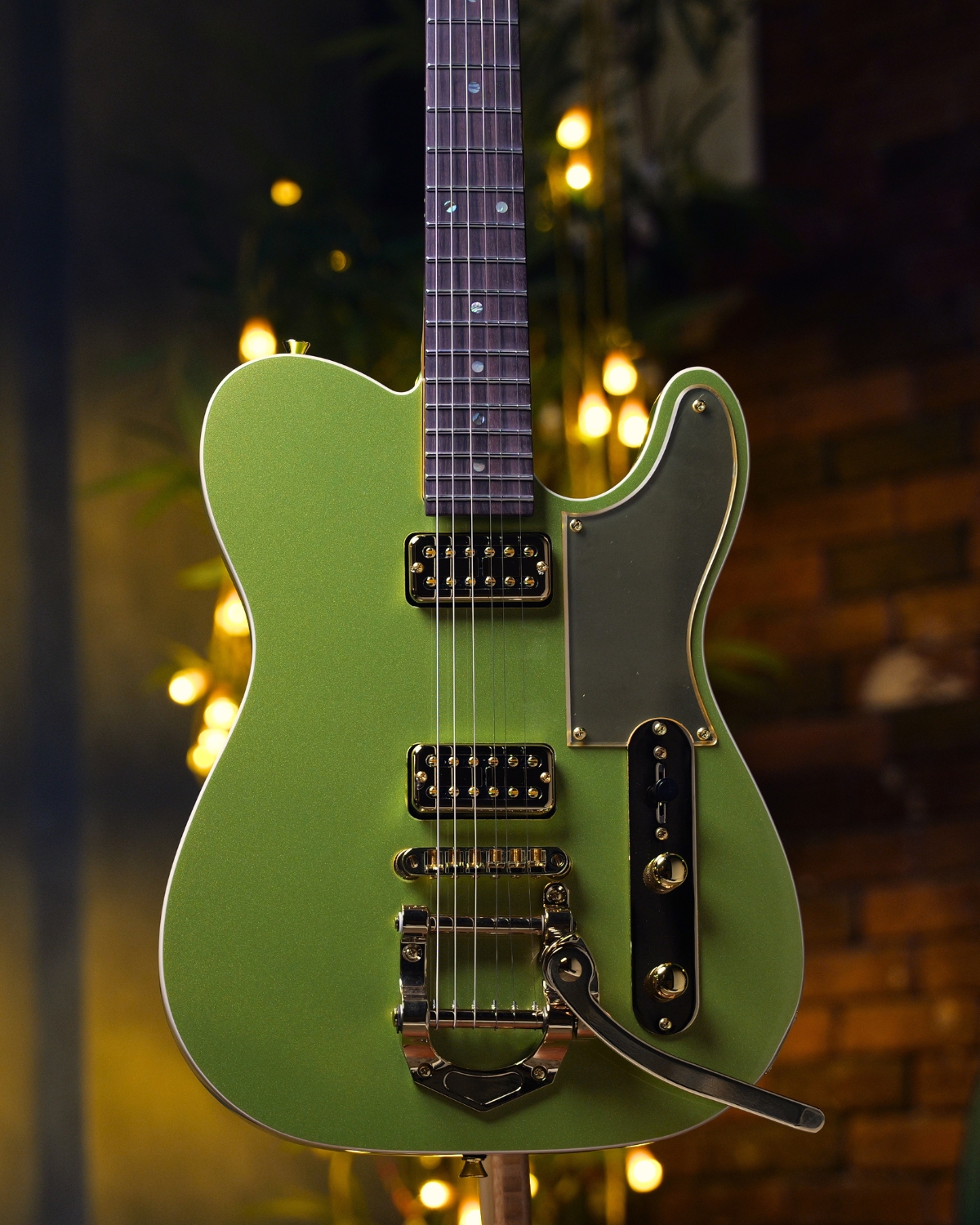 SQOE SETL1000FR  Lime green Premium Custom Telecaster with Bigsby Tremolo  ABS Case