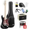 Donner Electric Guitar, DST-152B 39" Electric Guitar Kit HSS Pickup Coil Split, Guitar Starter Pack for Adult Beginners with Amp, Bag, Accessories, Black