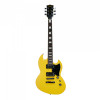 SQOE SESG450 Electric Guitar – Arsenal Devil’s Horns Series Storm Yellow SG Shape with Dual Humbuckers