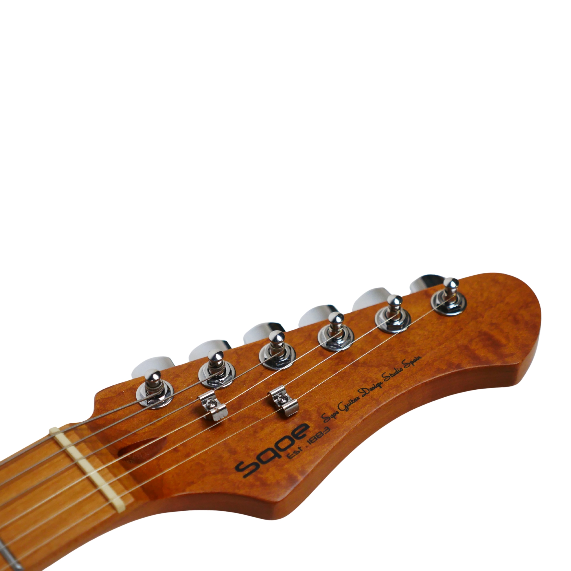 SQOE SEST600 Cotton Candy HSS Earthquake pickups and coil-split switch