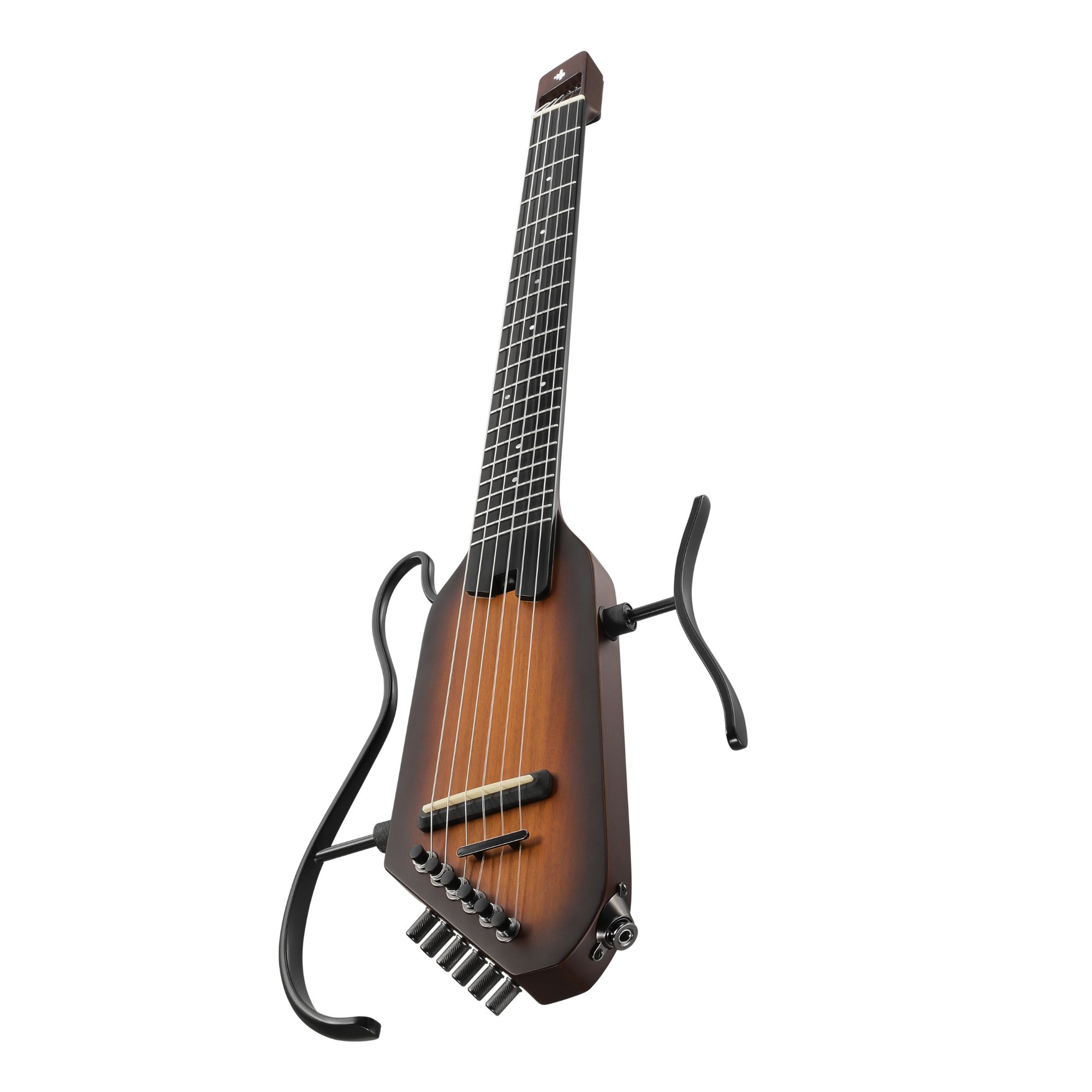Donner HUSH C Acoustic-Electric Nylon String Classical Guitar Ultra-Lightweight Travel Guitar with Built-In Tuner HPS-II Preamp Headphone Jack  Quick-Release handle  Sunburst
