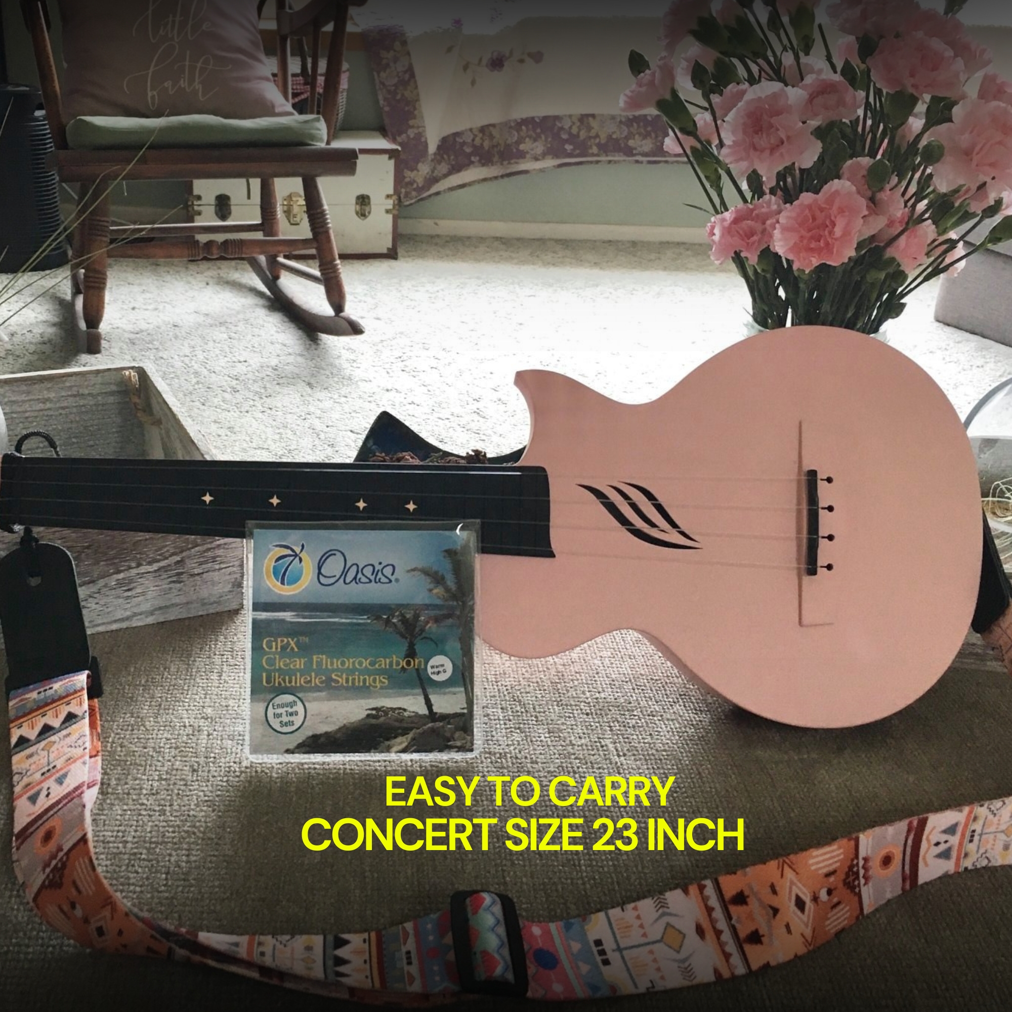 Enya Concert Nova U Carbon Fiber Travel Ukulele-Pink Matt