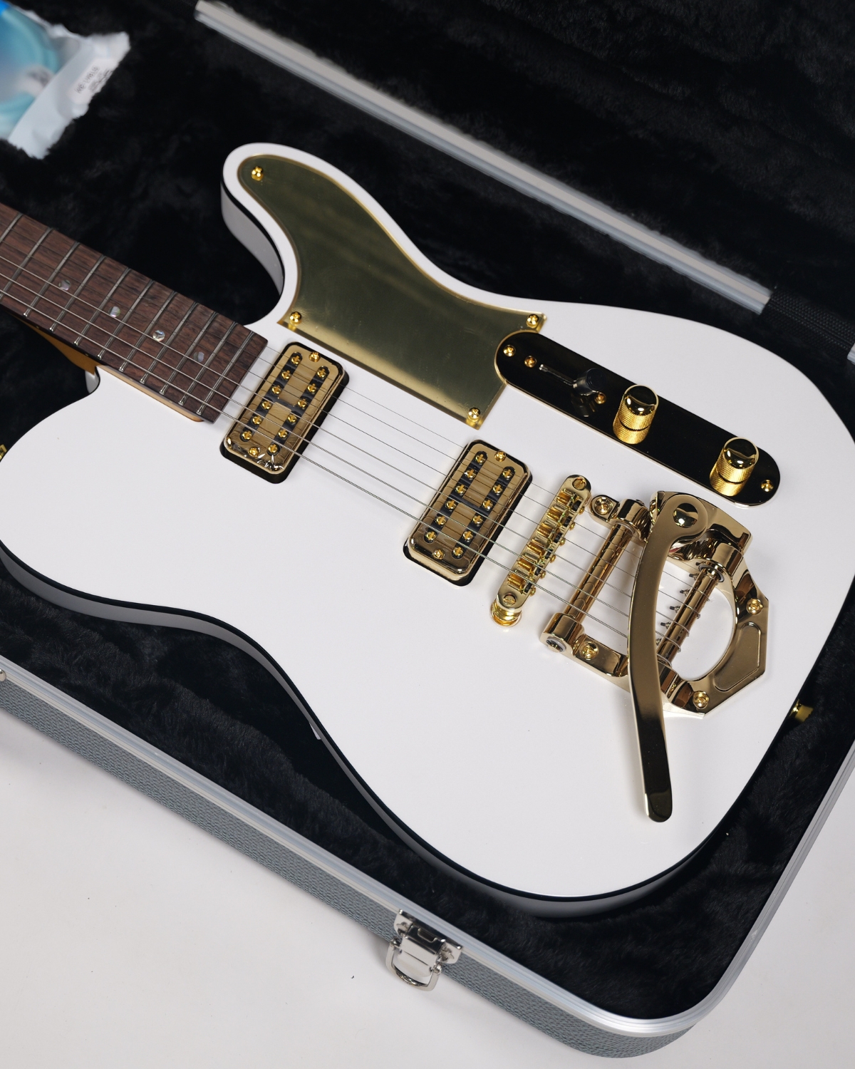SQOE SETL1000FR  Pearl white Premium Custom Telecaster with Bigsby Tremolo  ABS Case