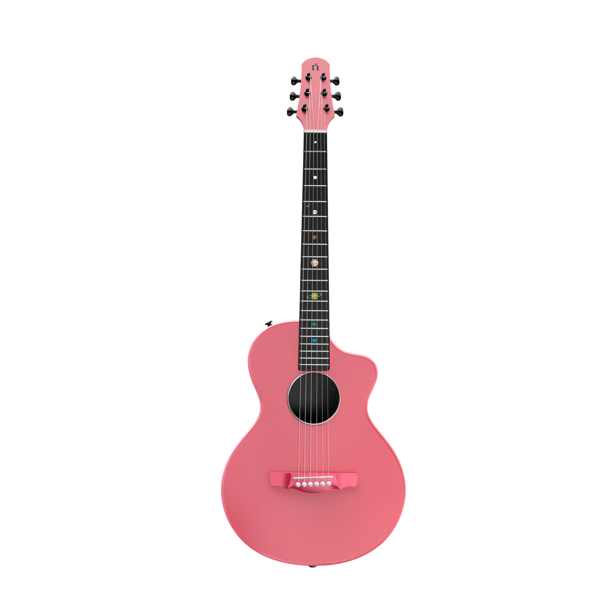Natasha Asteroid Carbon Fibre 38 Acoustic Guitar with Bag - Peach Pink
