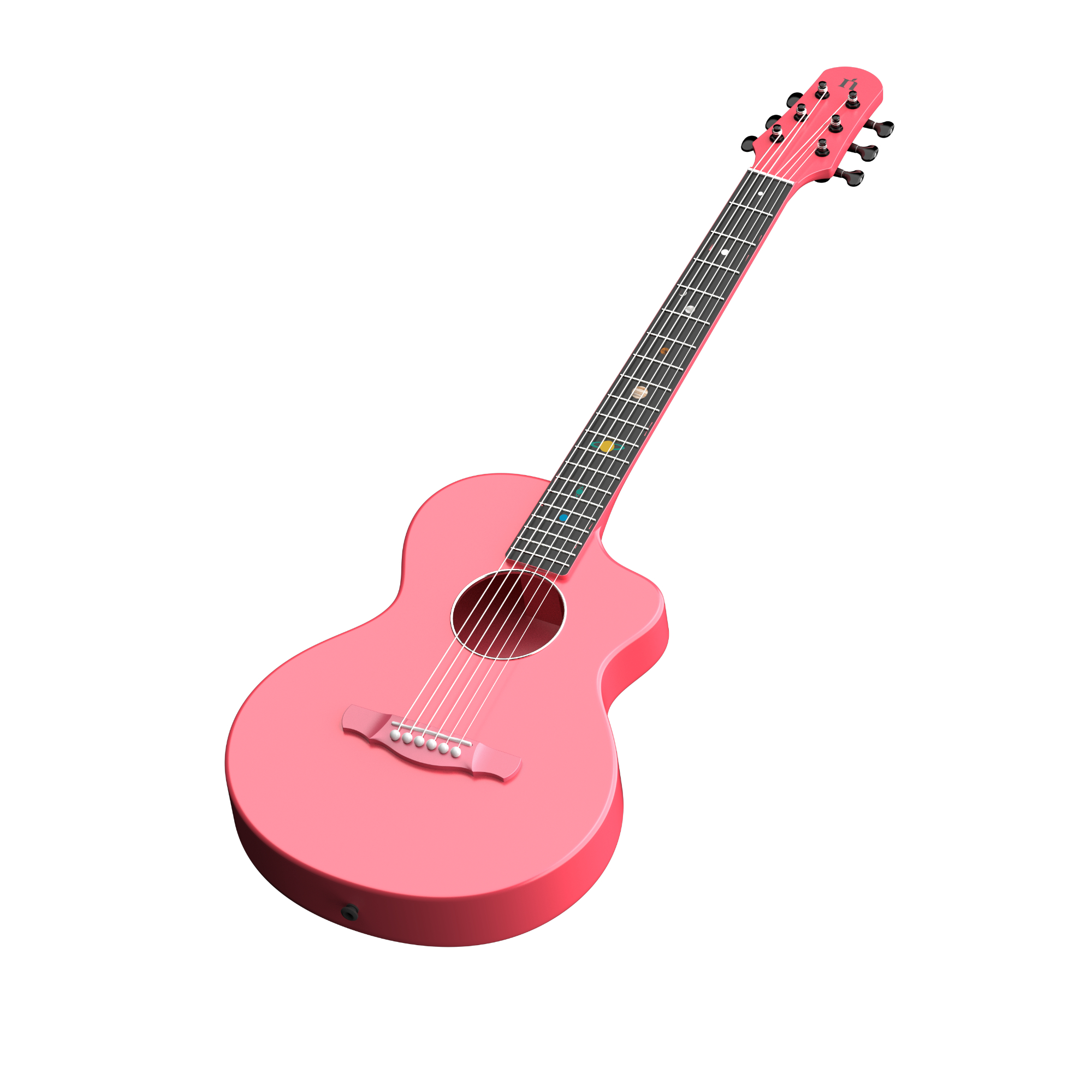 Natasha Asteroid Carbon Fibre 38 Acoustic Guitar with Bag - Peach Pink