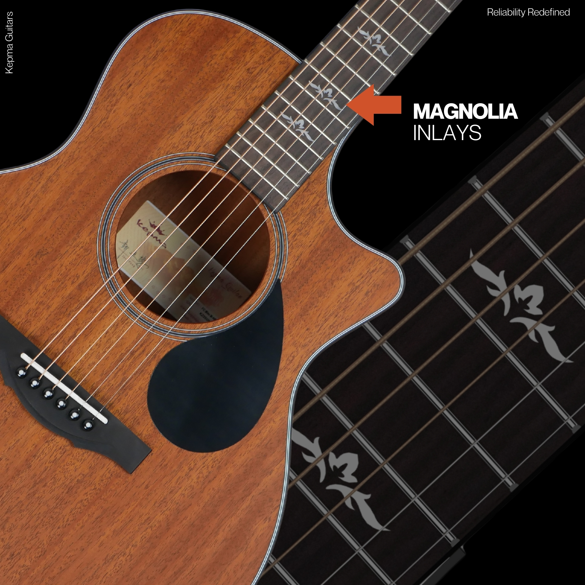 Kepma FC Mini M Elite Series 36 inch Solid Top Cutaway Travel Acoustic Guitar - Natural