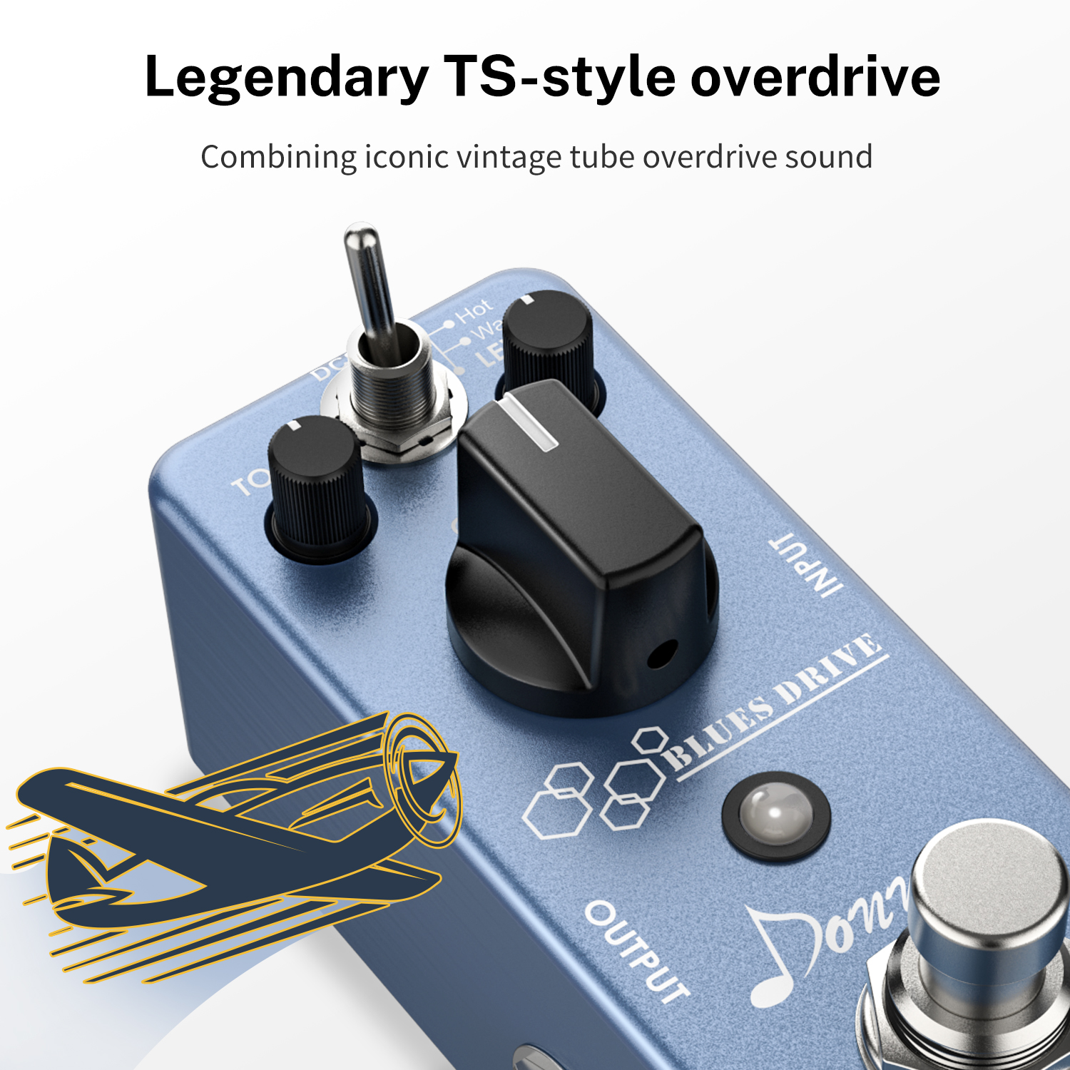 Donner Blues Drive Classical Electronic Vintage Overdrive Effect Pedal True Bypass WarmHot Modes