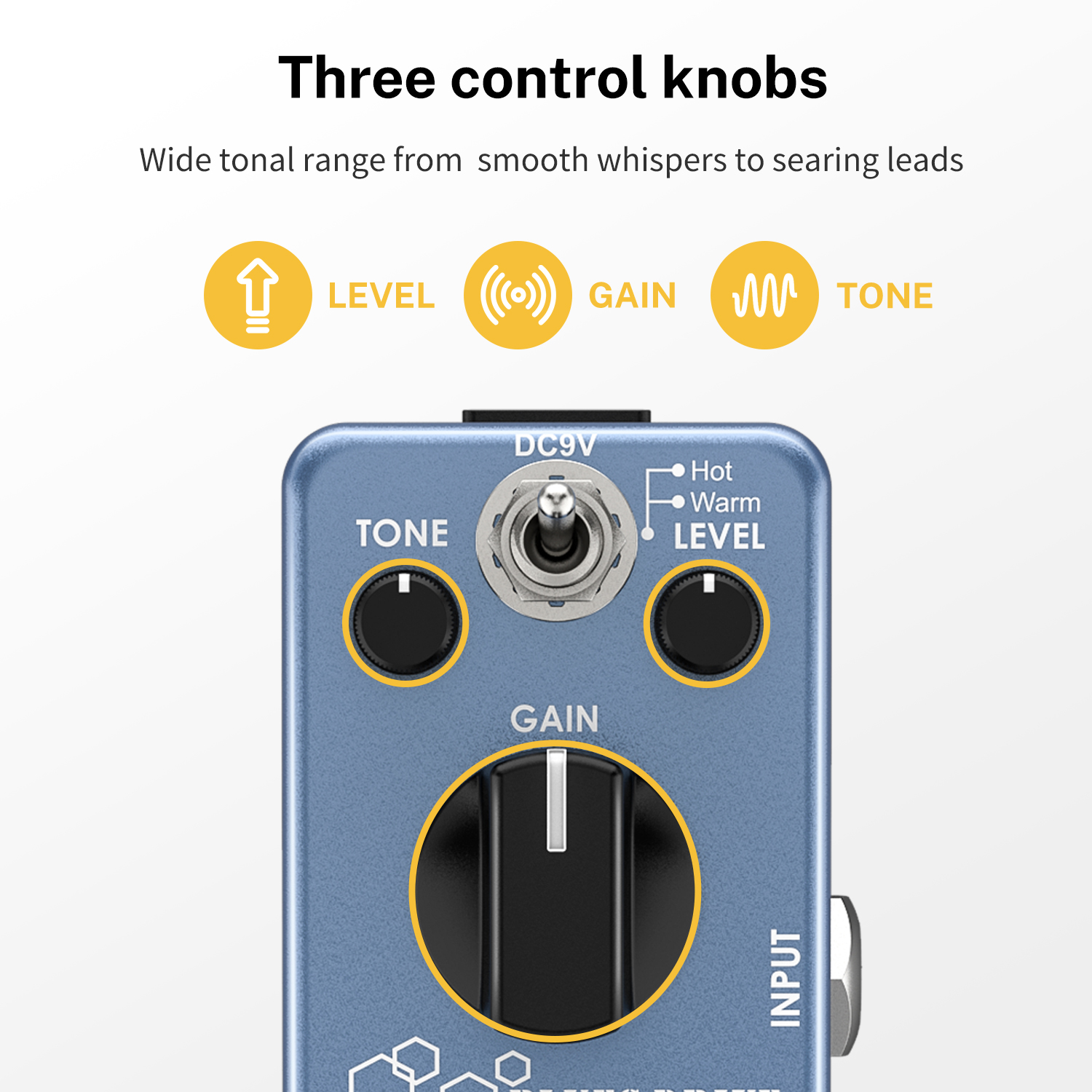 Donner Blues Drive Classical Electronic Vintage Overdrive Effect Pedal True Bypass WarmHot Modes