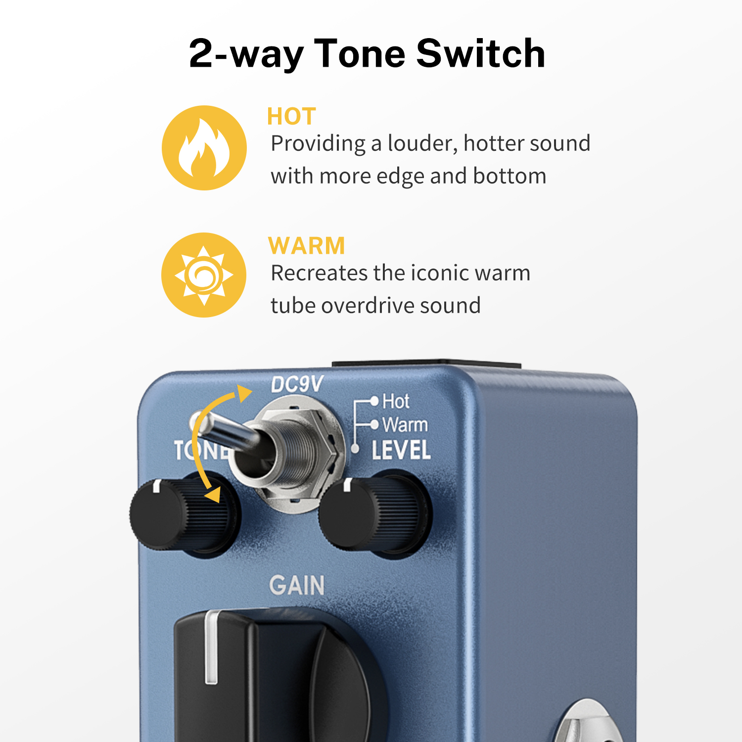 Donner Blues Drive Classical Electronic Vintage Overdrive Effect Pedal True Bypass WarmHot Modes