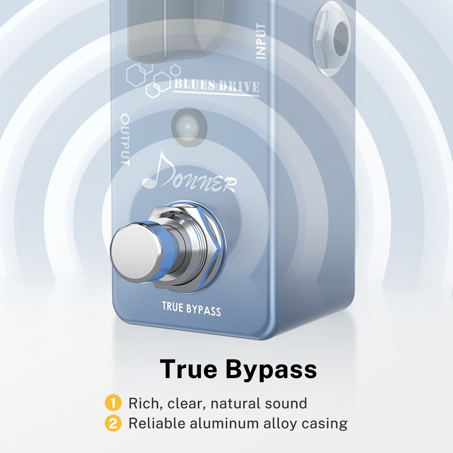 Donner Blues Drive Classical Electronic Vintage Overdrive Effect Pedal True Bypass WarmHot Modes