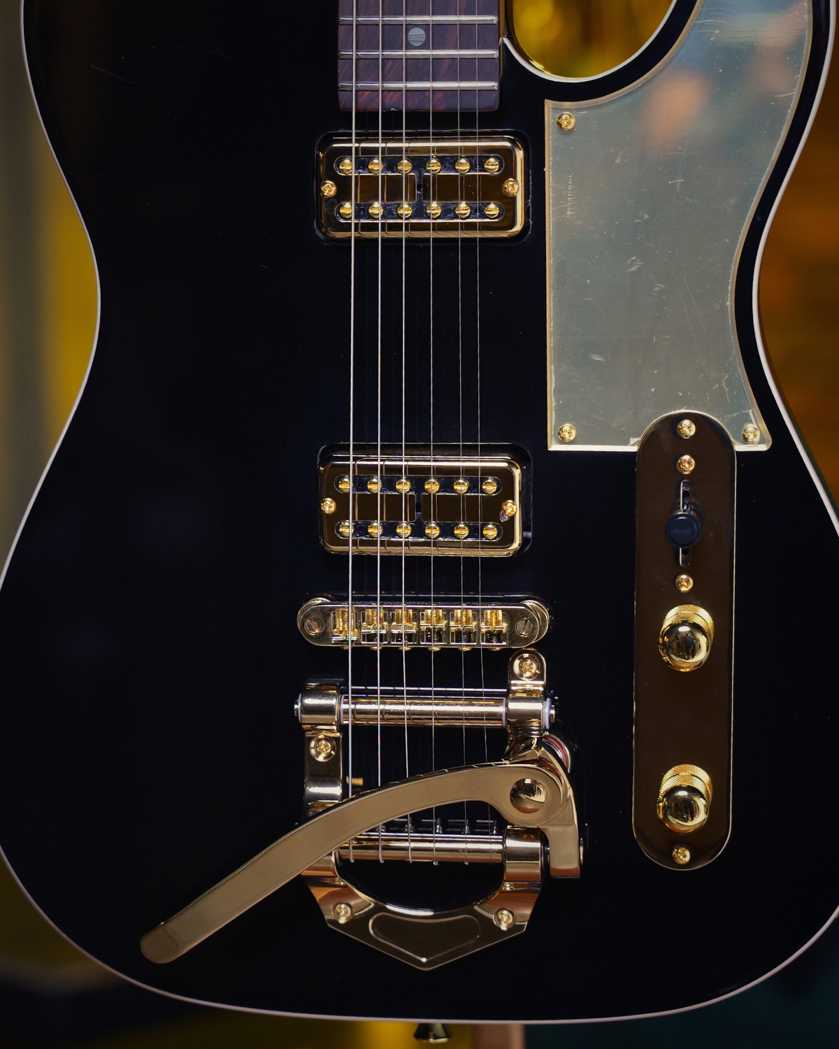 SQOE SETL1000FR Phantom black Premium Custom Telecaster with Bigsby Tremolo ABS Case